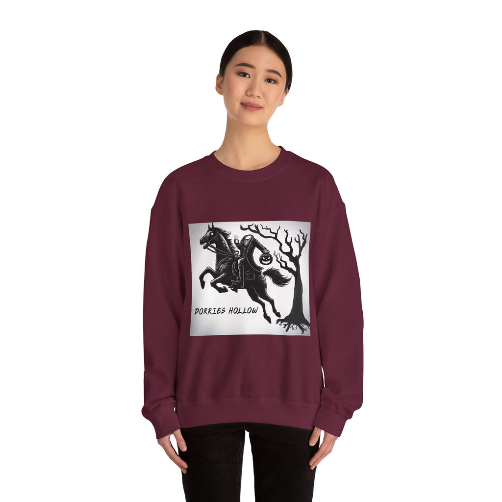Dorris Hollow Crewneck Sweatshirt, Cozy Unisex Pullover, Halloween Apparel, Fall Fashion, Equestrian Style, Horse Lover Gift, Unique [...]