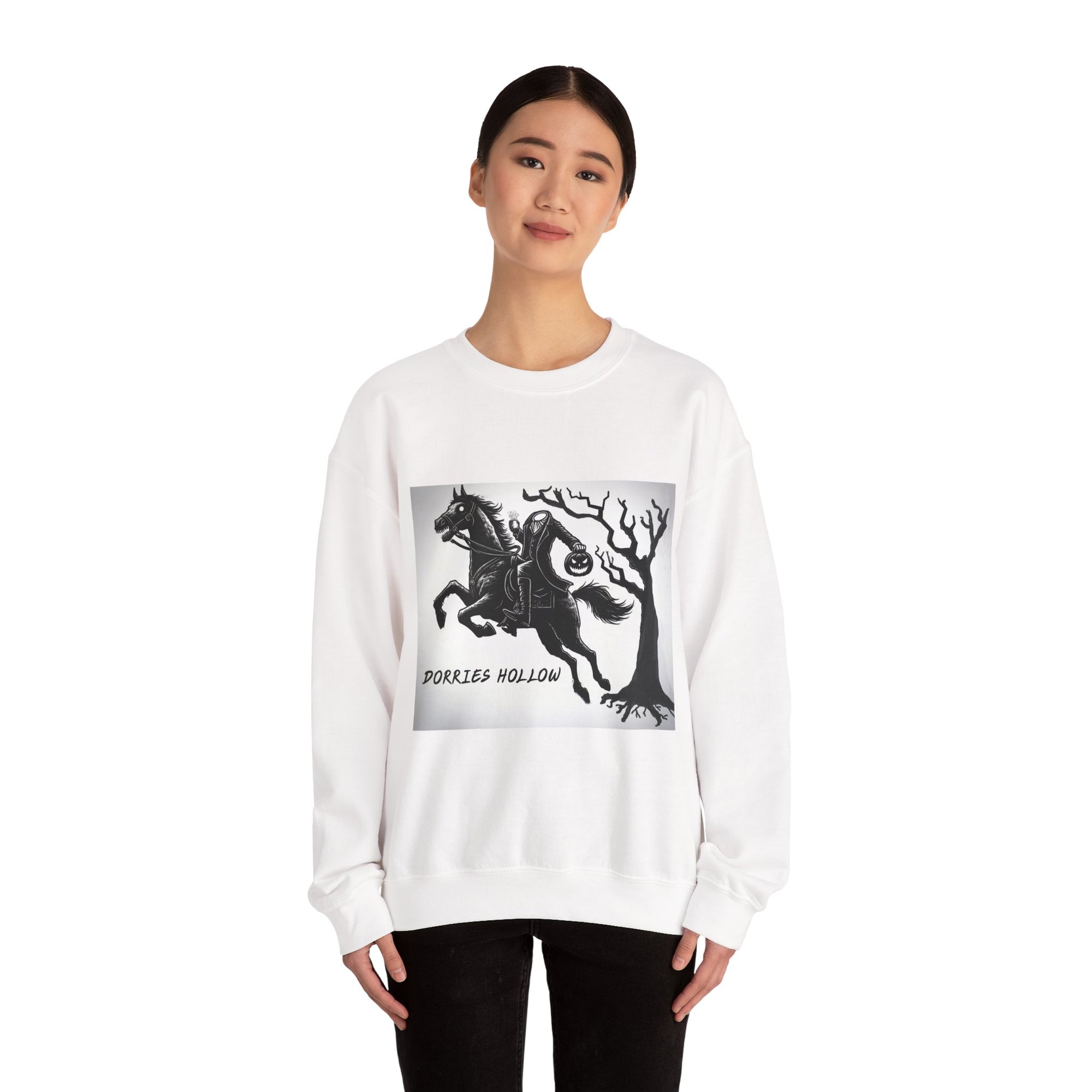 Dorris Hollow Crewneck Sweatshirt, Cozy Unisex Pullover, Halloween Apparel, Fall Fashion, Equestrian Style, Horse Lover Gift, Unique [...]