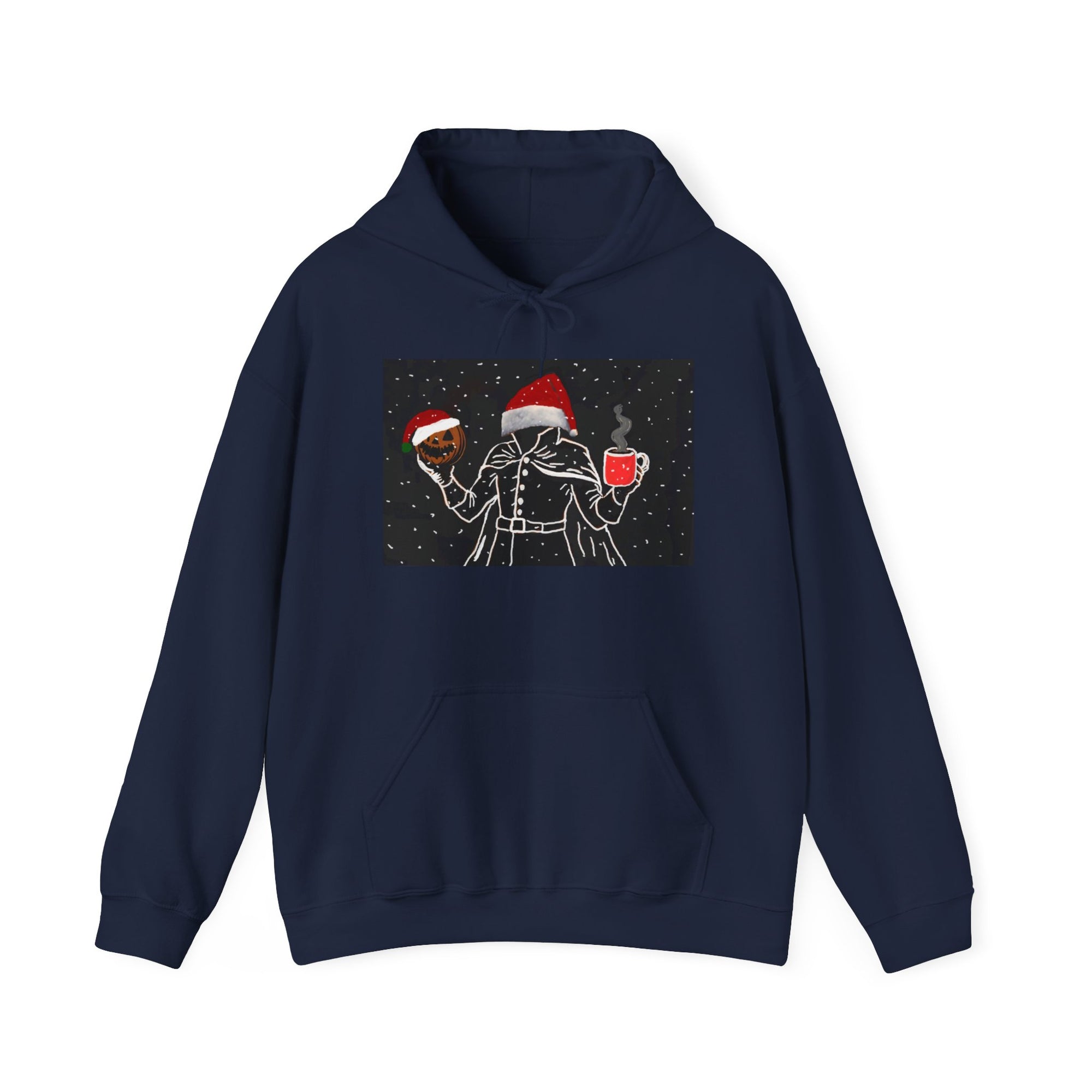 Festive Holiday Headless horseman Sweatshirt, Unisex Cozy Hoodie for Christmas, Ugly Sweater Replacement, Gift for Him or Her