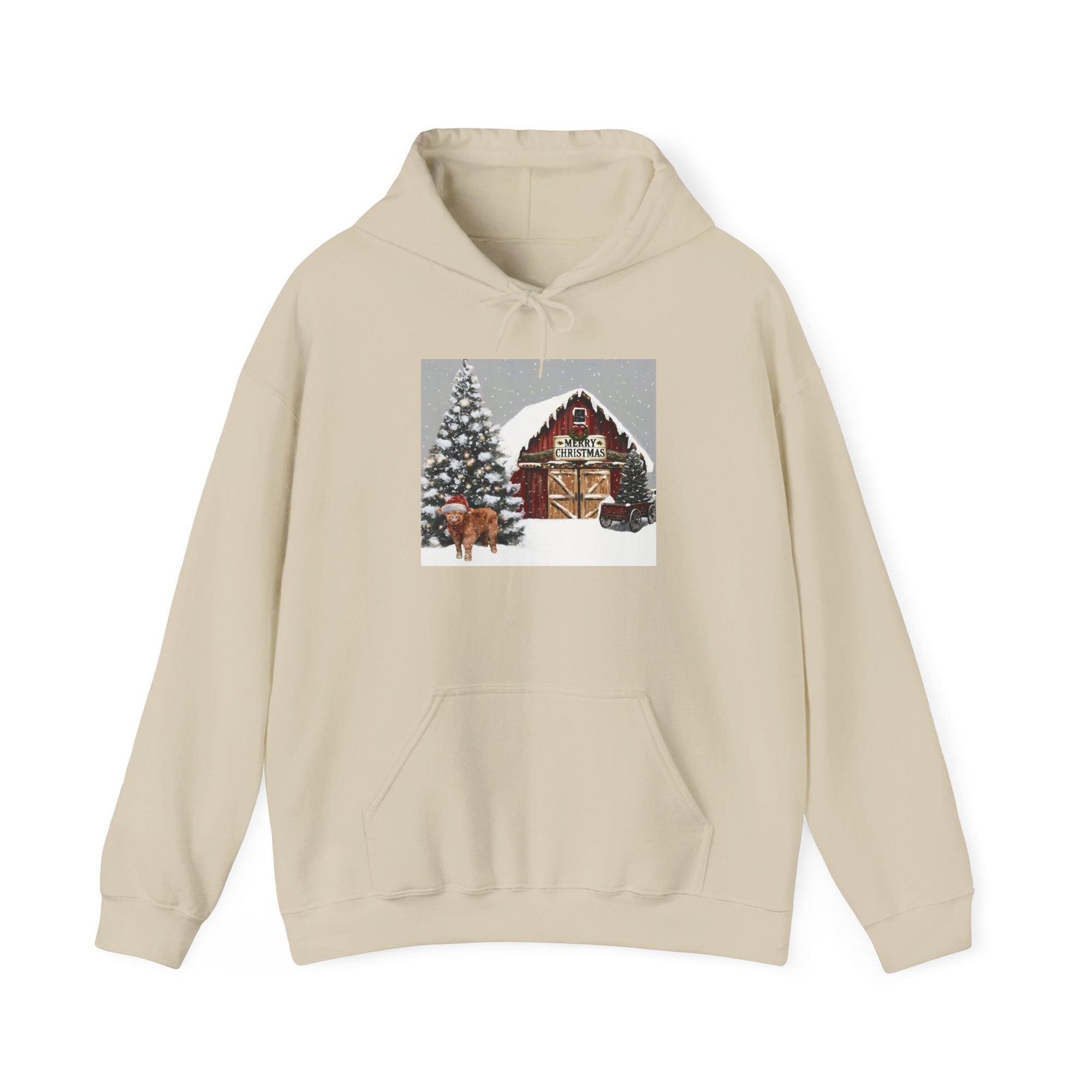 Cozy Christmas Barn Hoodie, Holiday Sweatshirt, Winter Apparel, Unisex Gift, Festive Party Wear