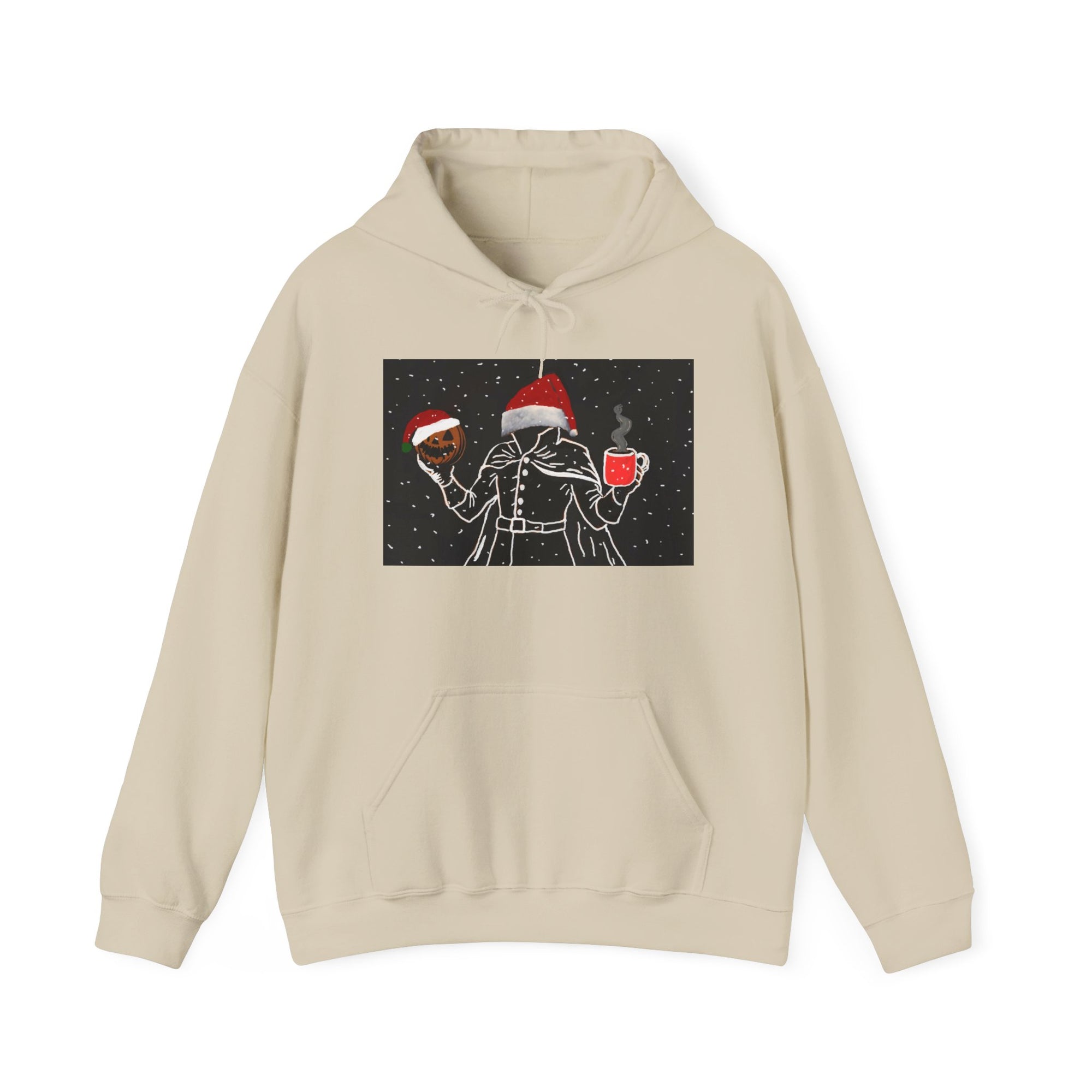 Festive Holiday Headless horseman Sweatshirt, Unisex Cozy Hoodie for Christmas, Ugly Sweater Replacement, Gift for Him or Her
