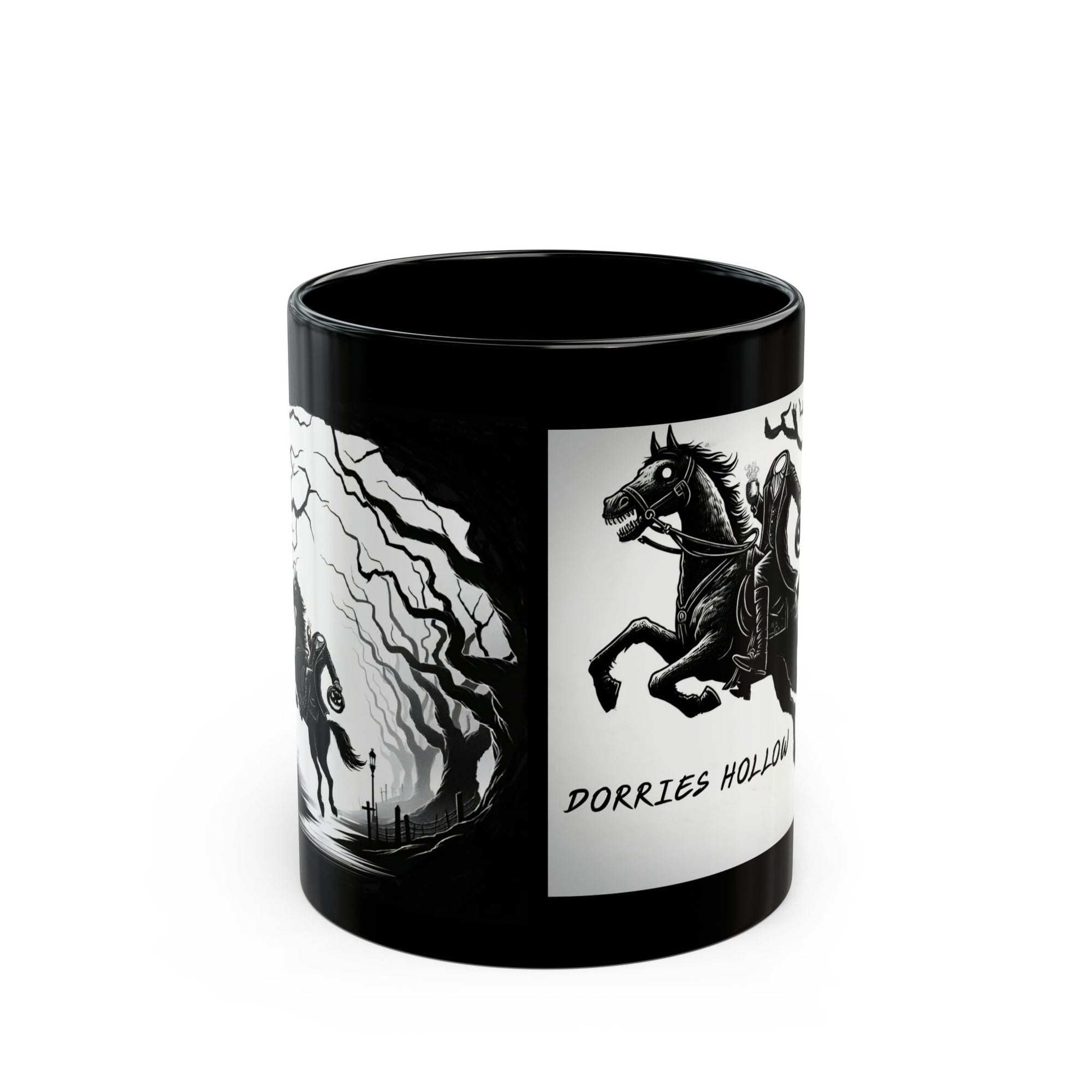 Halloween Themed Mug, Pumpkin Horseman Coffee Cup, Dorries Hollow Design, Fall Decor, Spooky Gift for Witch Lovers