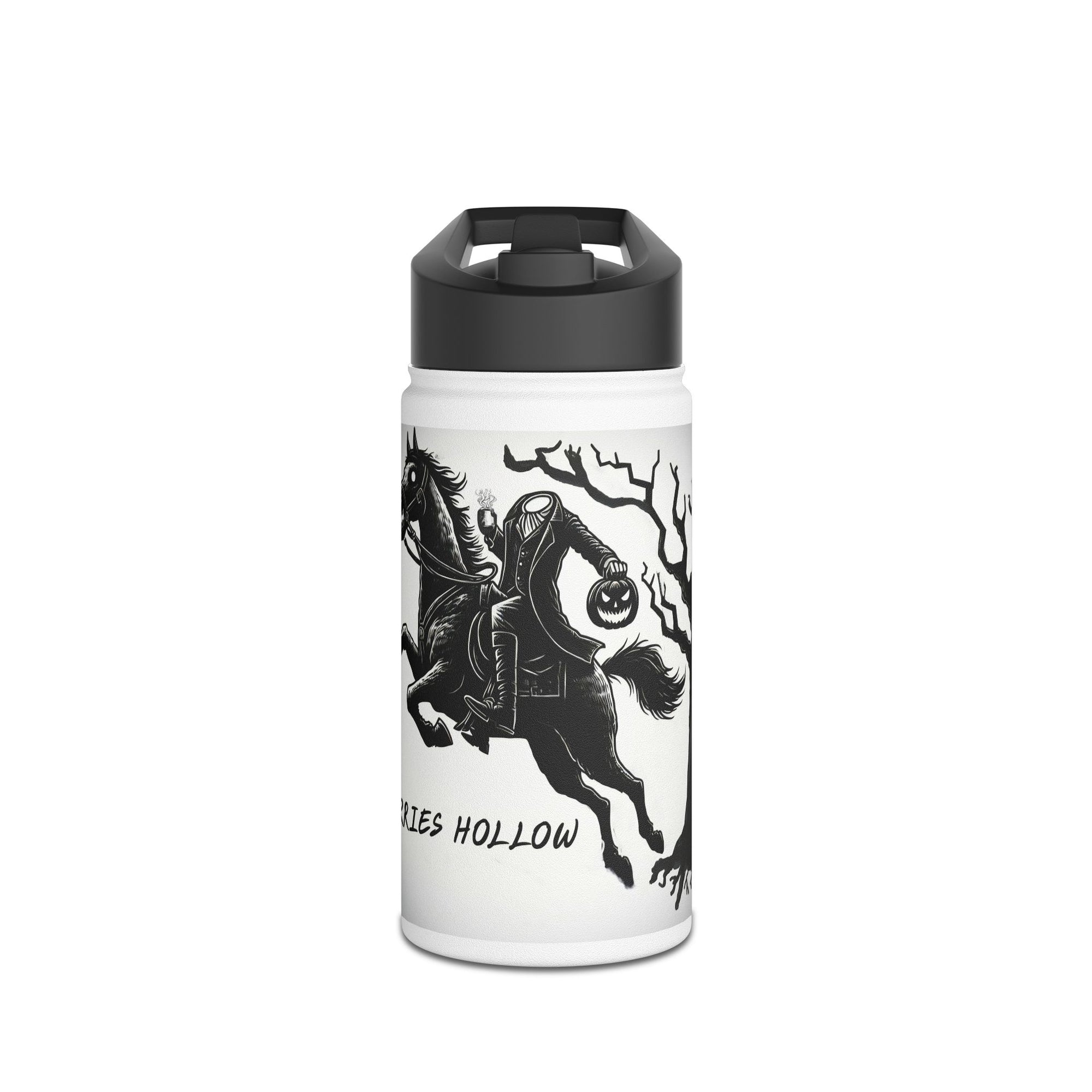 Spooky Stainless Steel Water Bottle, Ichabod Crane Design, Halloween Gift, Eco-Friendly Water Container, Outdoor Adventure