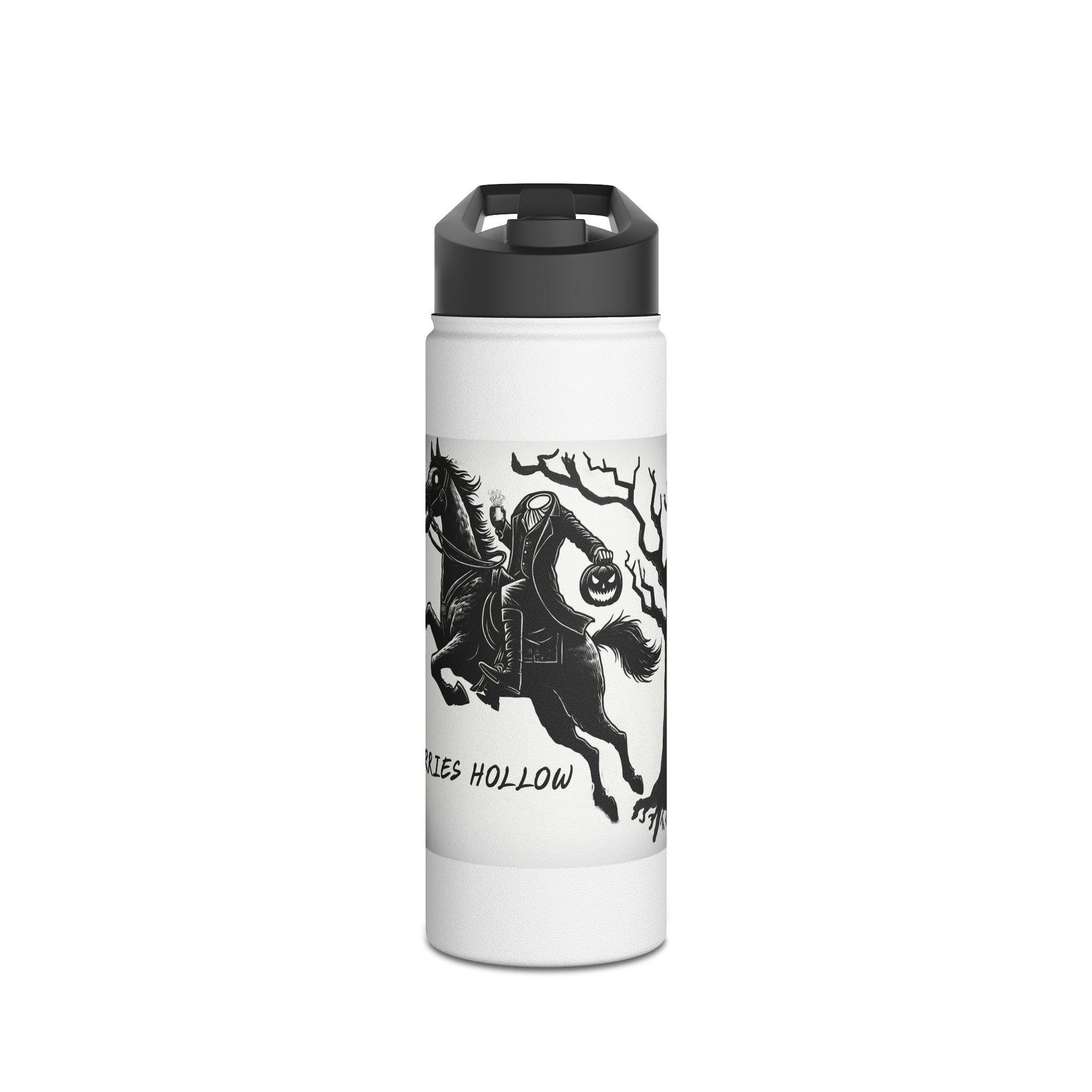 Spooky Stainless Steel Water Bottle, Ichabod Crane Design, Halloween Gift, Eco-Friendly Water Container, Outdoor Adventure
