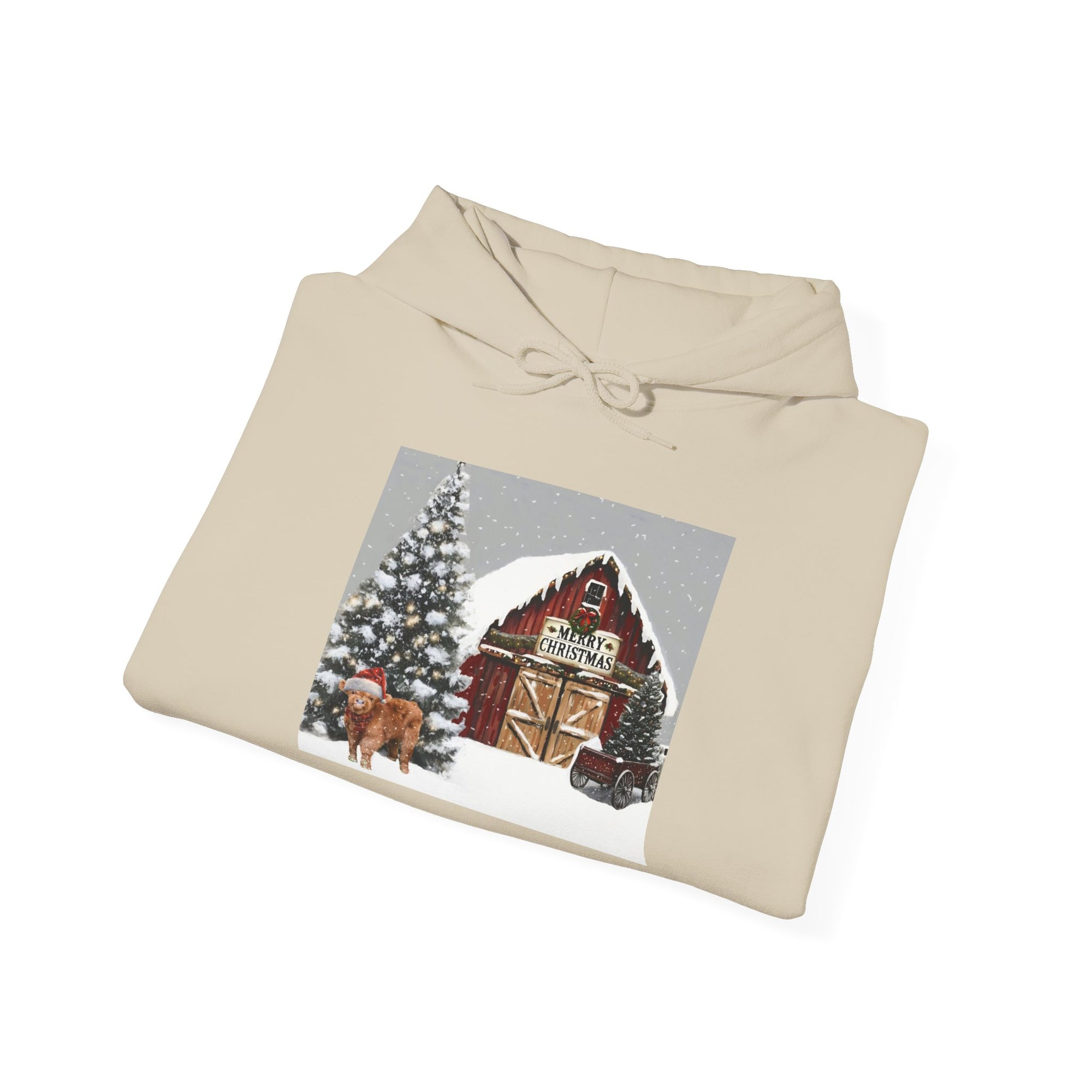 Cozy Christmas Barn Hoodie, Holiday Sweatshirt, Winter Apparel, Unisex Gift, Festive Party Wear