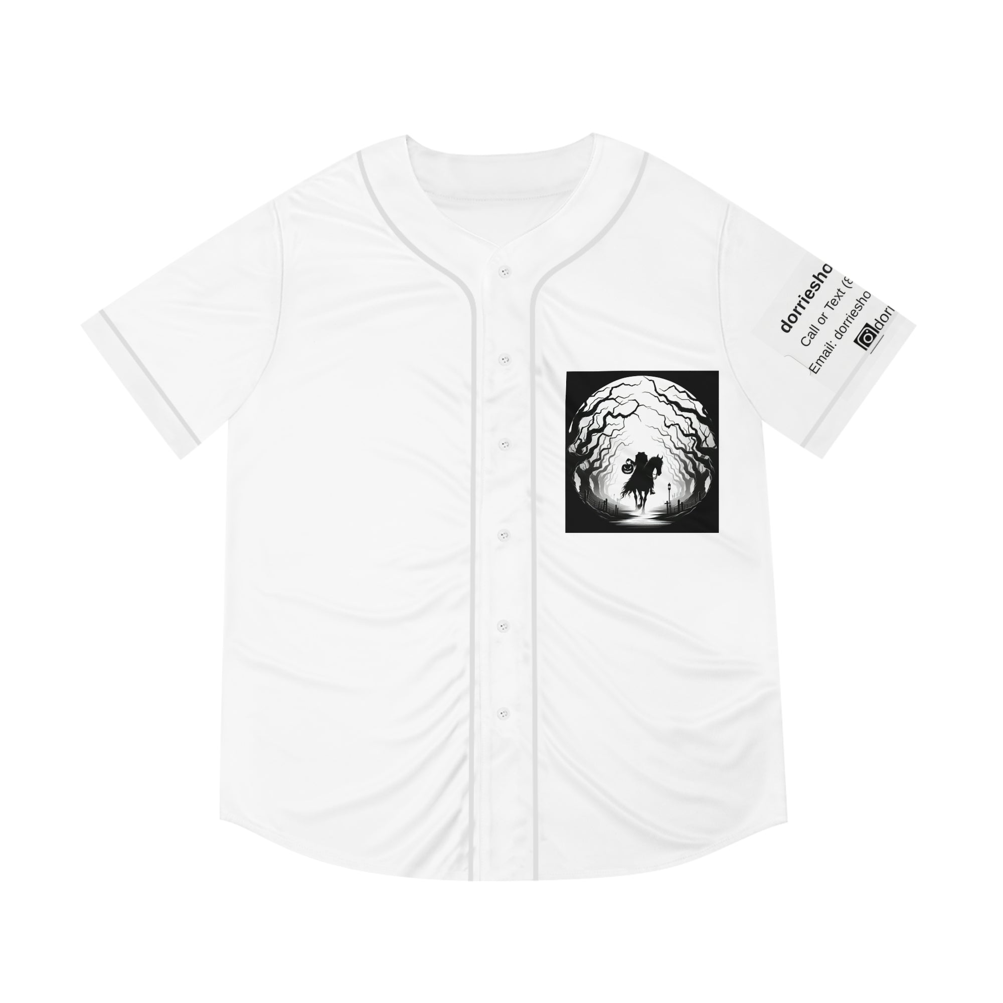 Men's Baseball Jersey with Spooky Horseman Design - Halloween Gift, Sportswear, Casual Wear, Graphic Tee, Unique T-Shirt