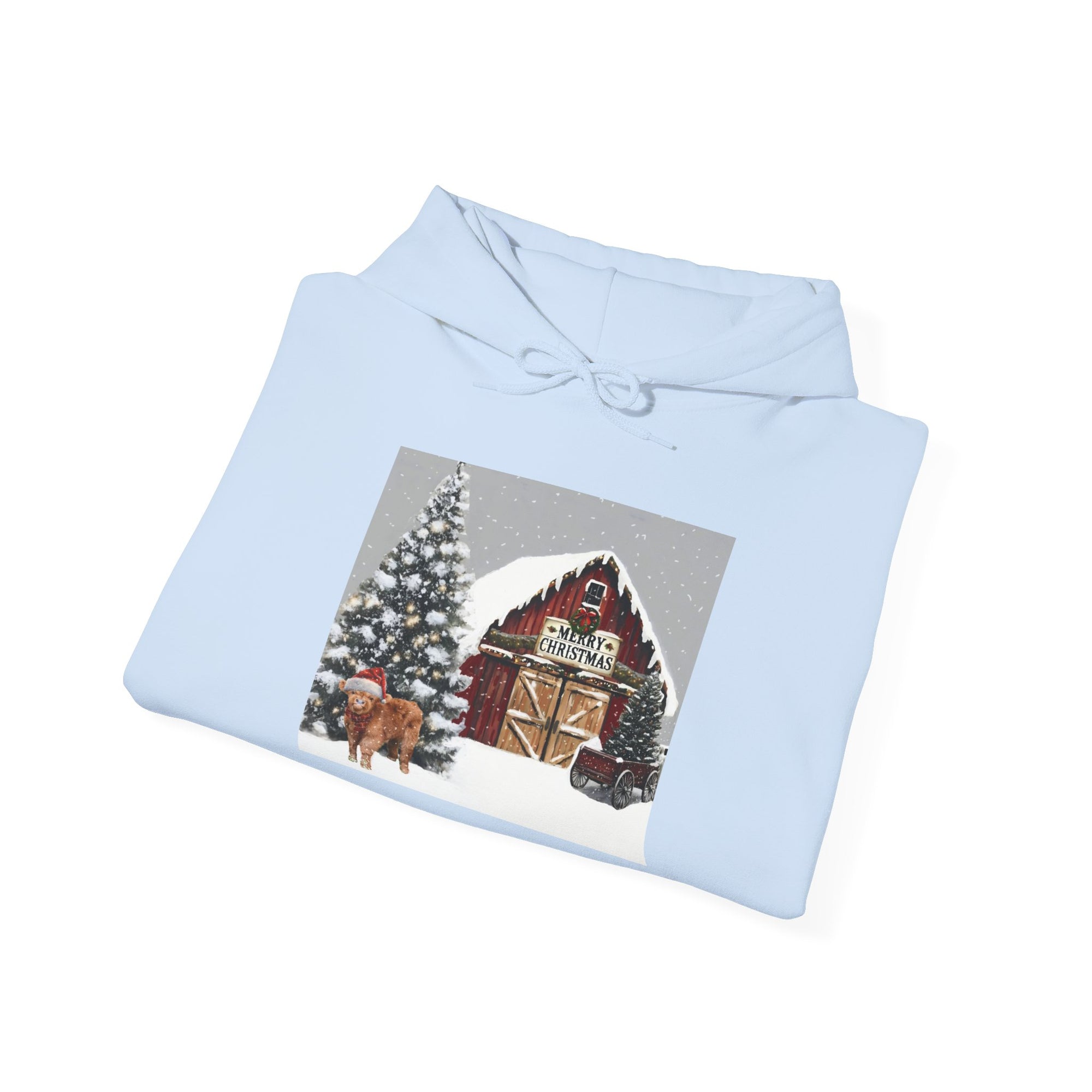 Cozy Christmas Barn Hoodie, Holiday Sweatshirt, Winter Apparel, Unisex Gift, Festive Party Wear