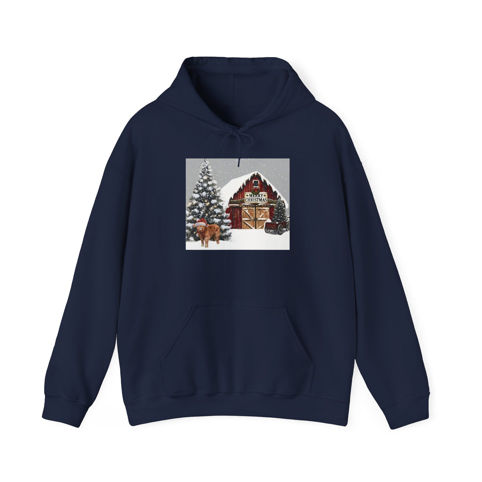 Cozy Christmas Barn Hoodie, Holiday Sweatshirt, Winter Apparel, Unisex Gift, Festive Party Wear