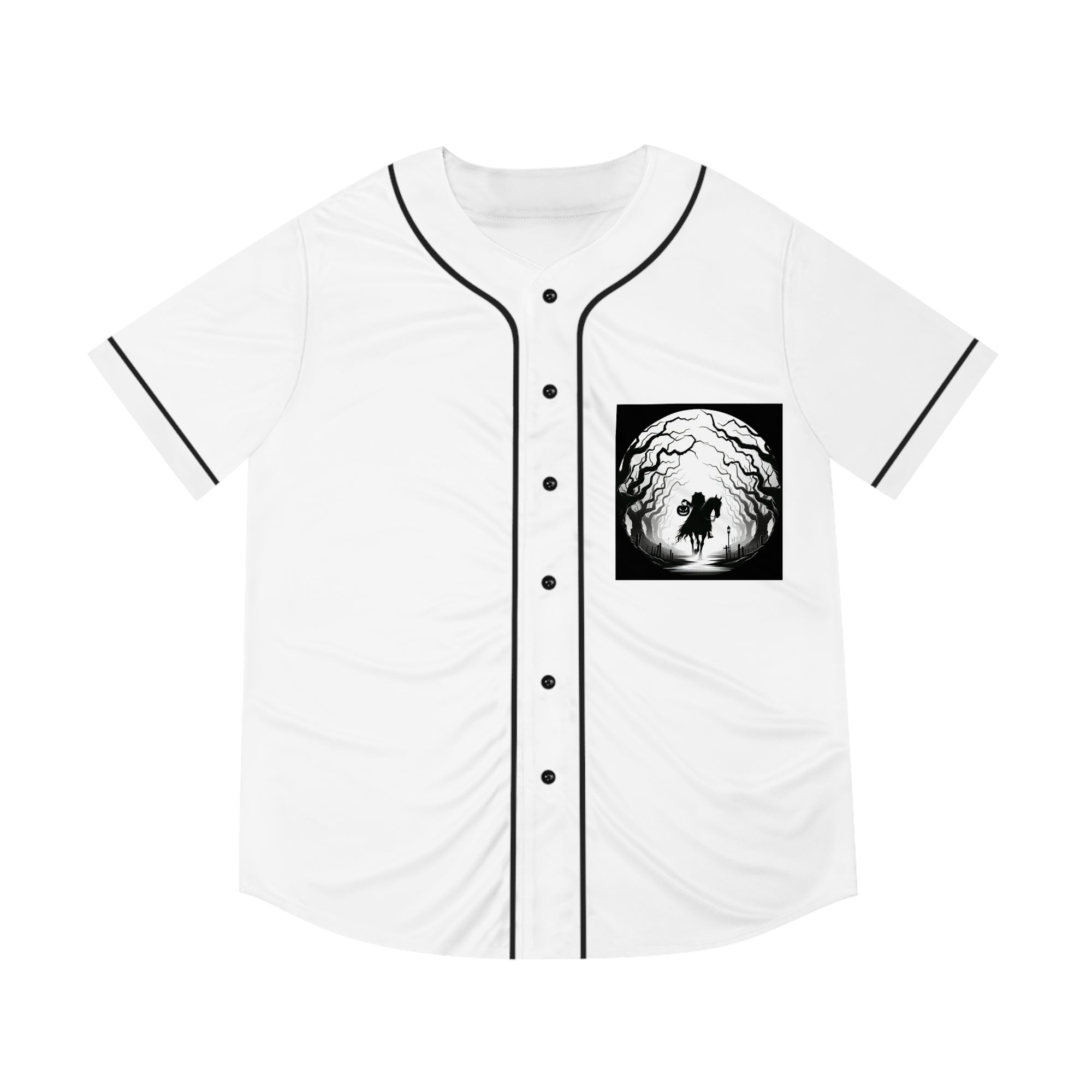 Men's Baseball Jersey with Spooky Horseman Design - Halloween Gift, Sportswear, Casual Wear, Graphic Tee, Unique T-Shirt