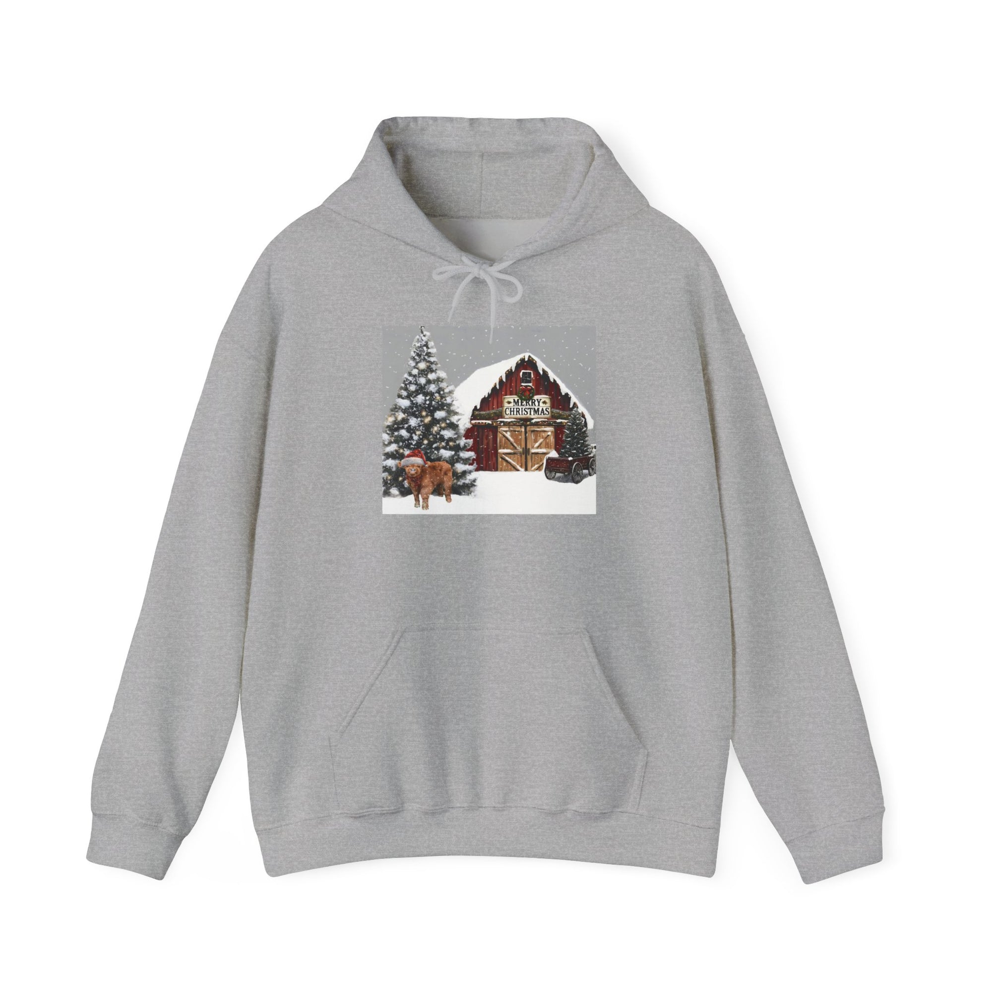 Cozy Christmas Barn Hoodie, Holiday Sweatshirt, Winter Apparel, Unisex Gift, Festive Party Wear