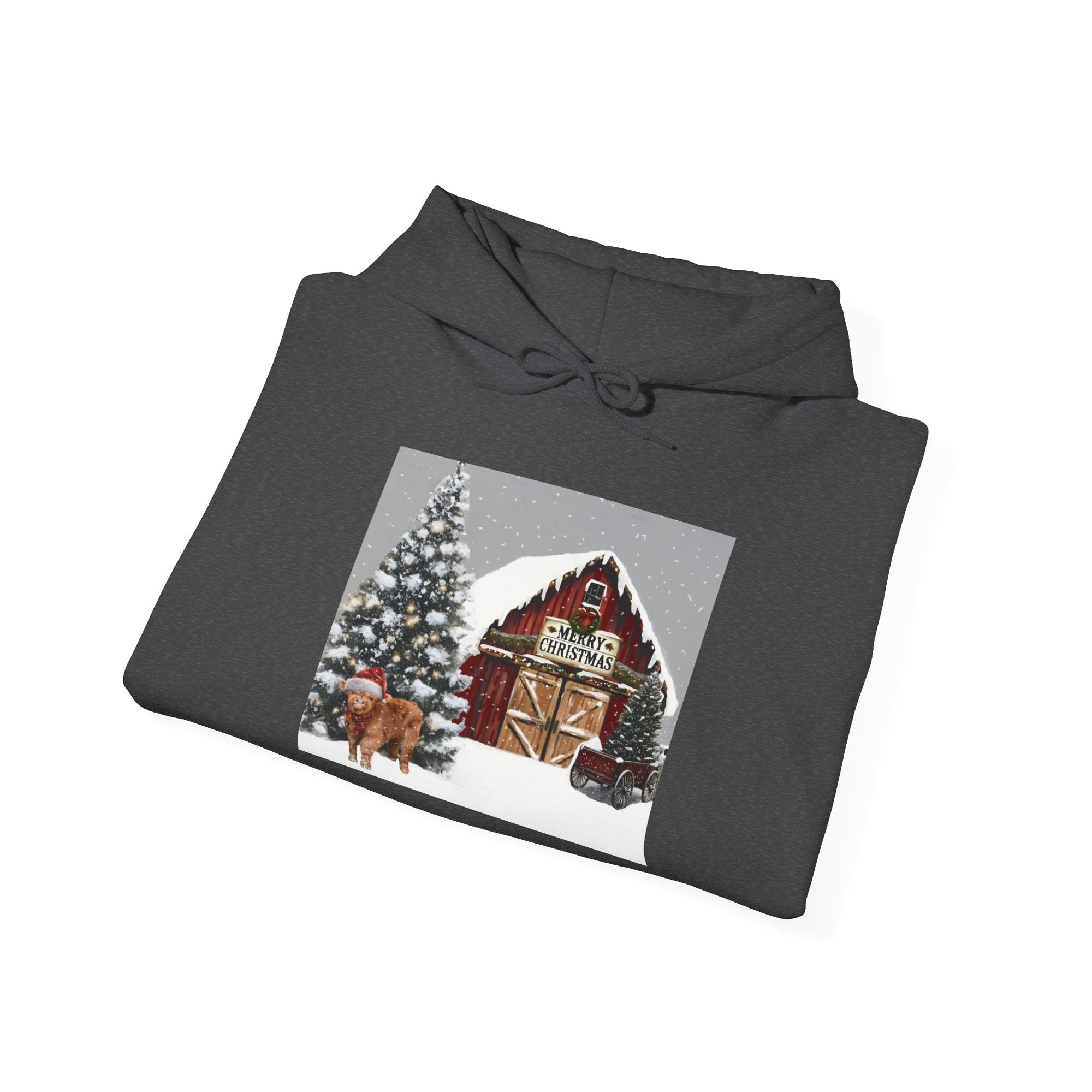 Cozy Christmas Barn Hoodie, Holiday Sweatshirt, Winter Apparel, Unisex Gift, Festive Party Wear