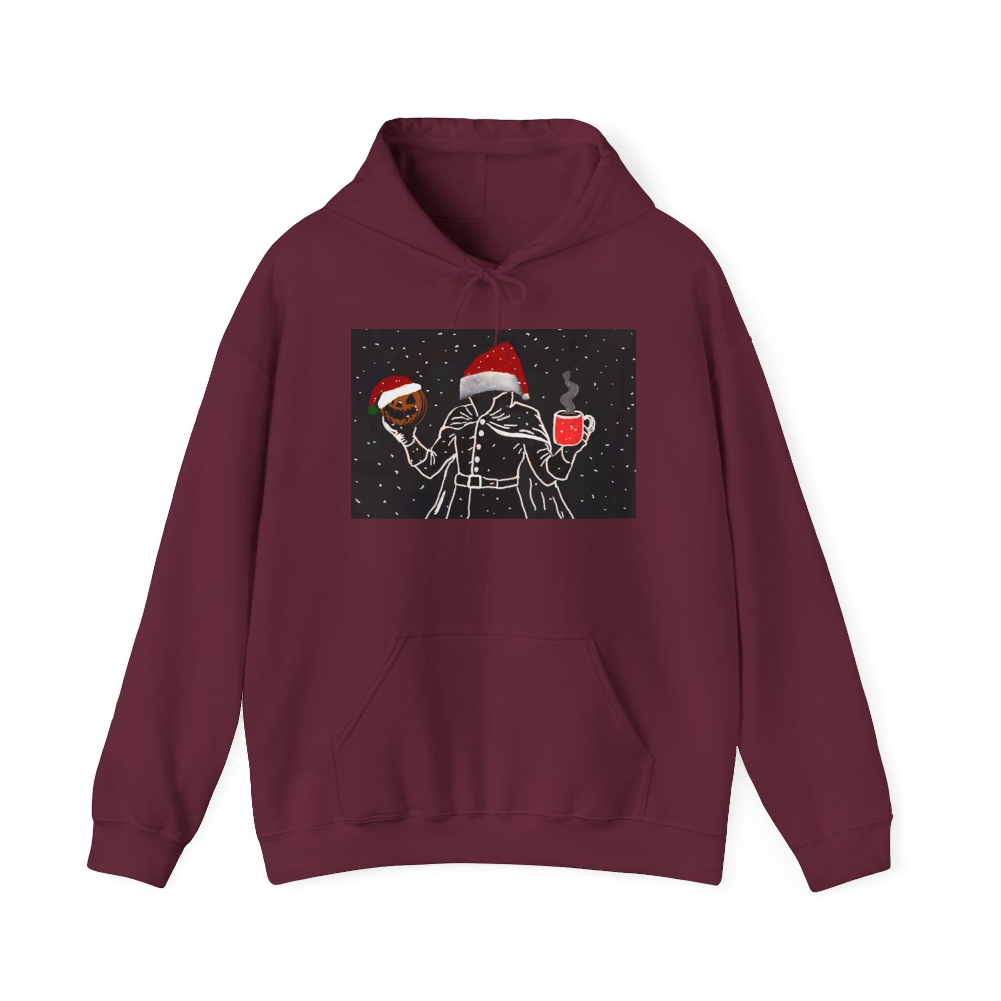 Festive Holiday Headless horseman Sweatshirt, Unisex Cozy Hoodie for Christmas, Ugly Sweater Replacement, Gift for Him or Her