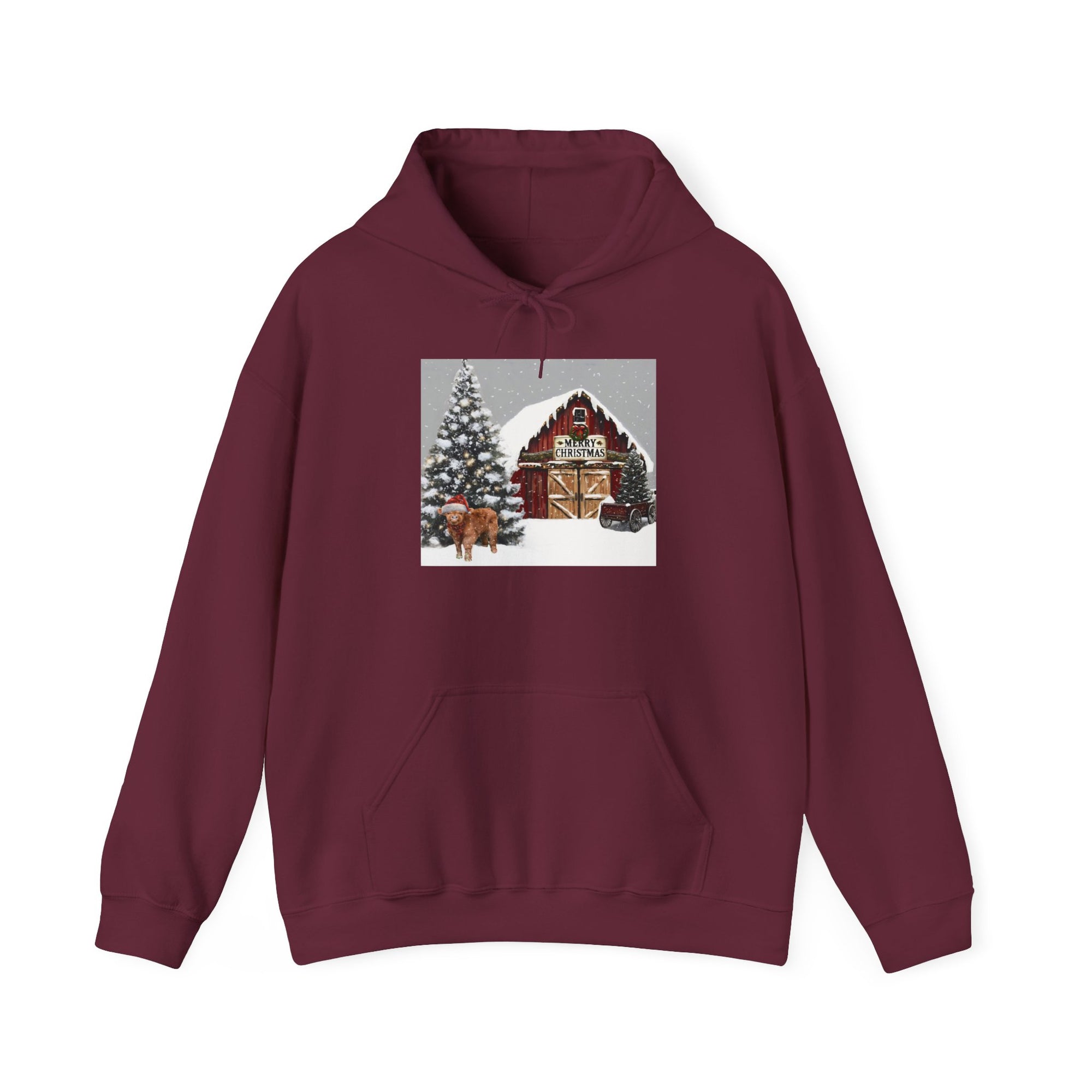 Cozy Christmas Barn Hoodie, Holiday Sweatshirt, Winter Apparel, Unisex Gift, Festive Party Wear