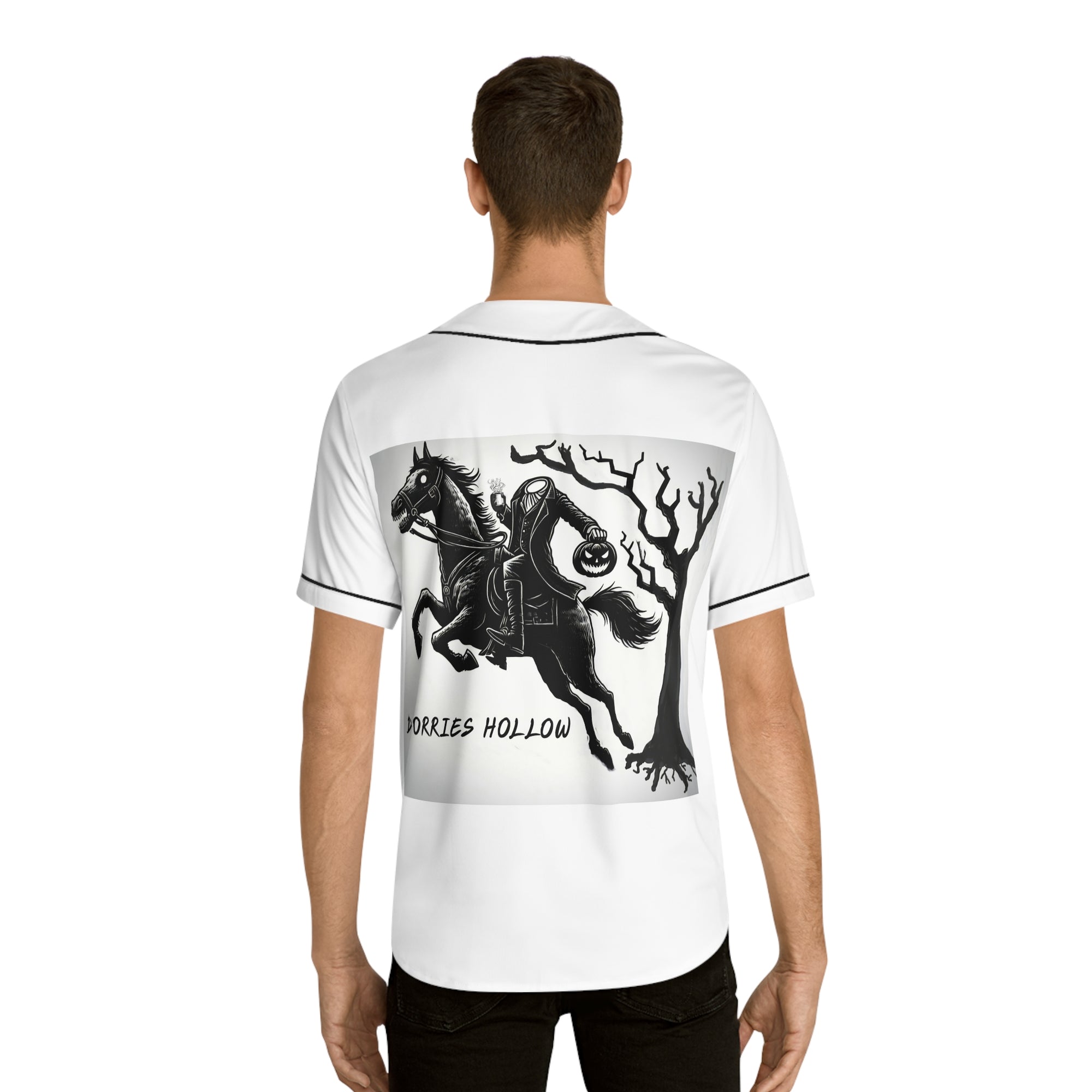 Men's Baseball Jersey with Spooky Horseman Design - Halloween Gift, Sportswear, Casual Wear, Graphic Tee, Unique T-Shirt