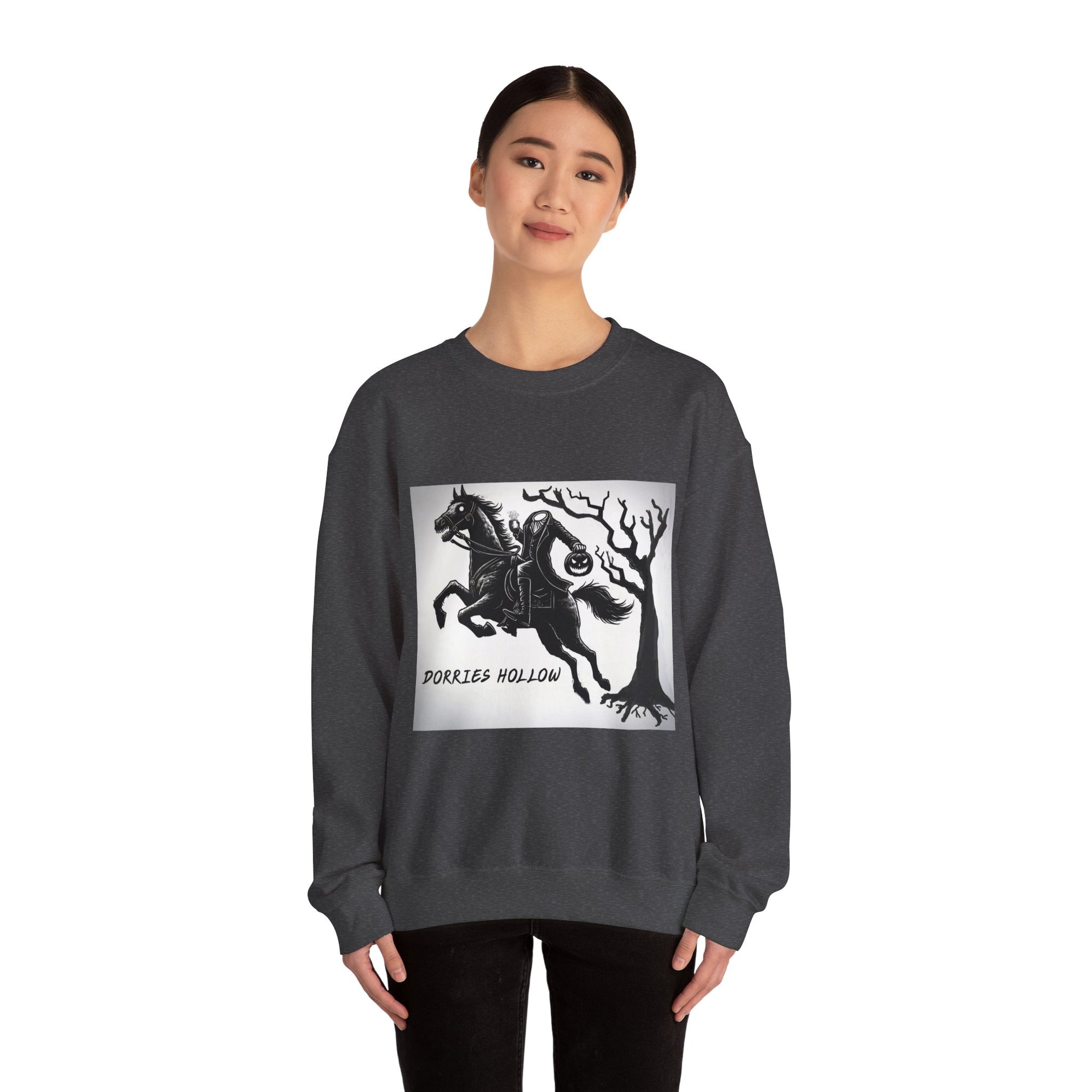 Dorris Hollow Crewneck Sweatshirt, Cozy Unisex Pullover, Halloween Apparel, Fall Fashion, Equestrian Style, Horse Lover Gift, Unique [...]