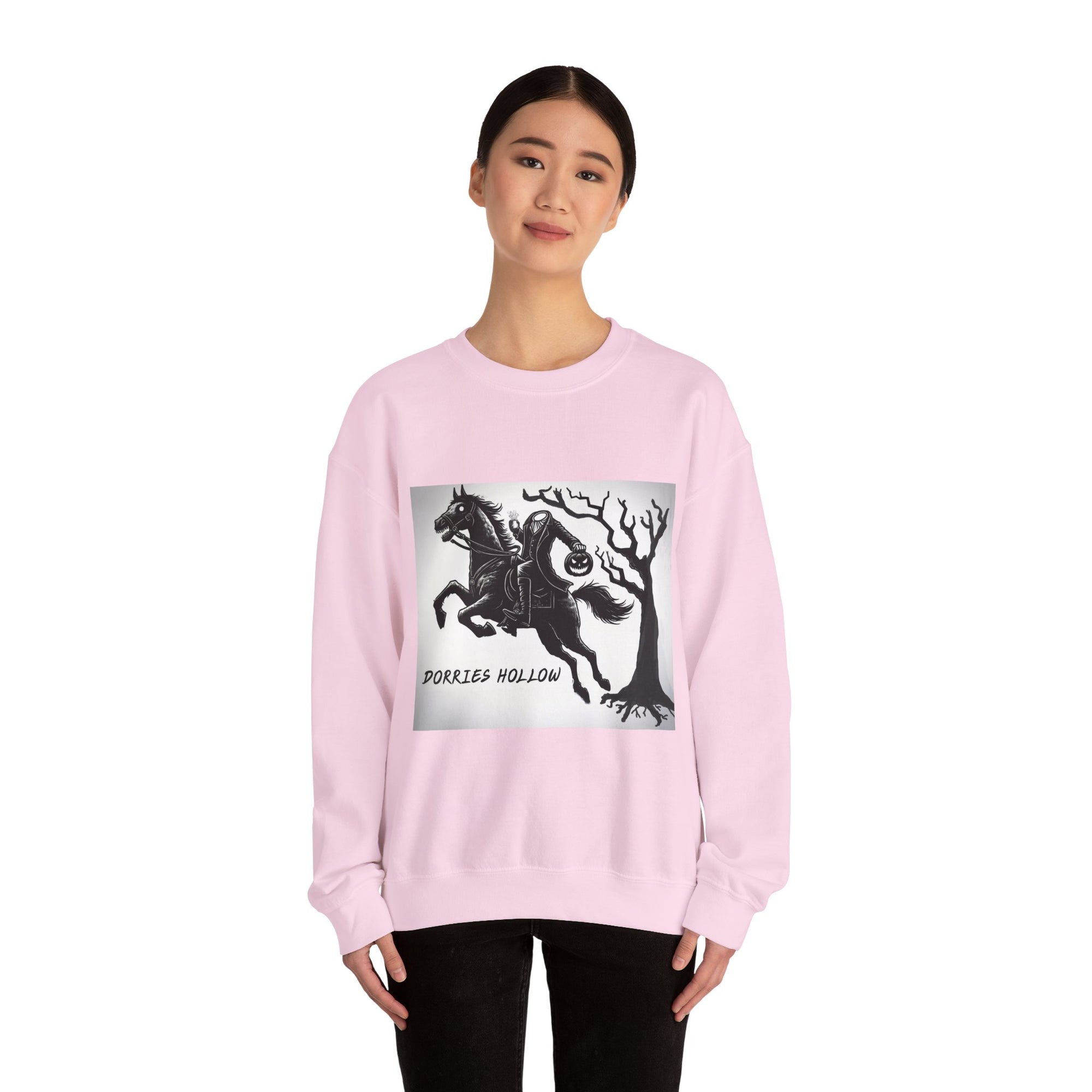Dorris Hollow Crewneck Sweatshirt, Cozy Unisex Pullover, Halloween Apparel, Fall Fashion, Equestrian Style, Horse Lover Gift, Unique [...]