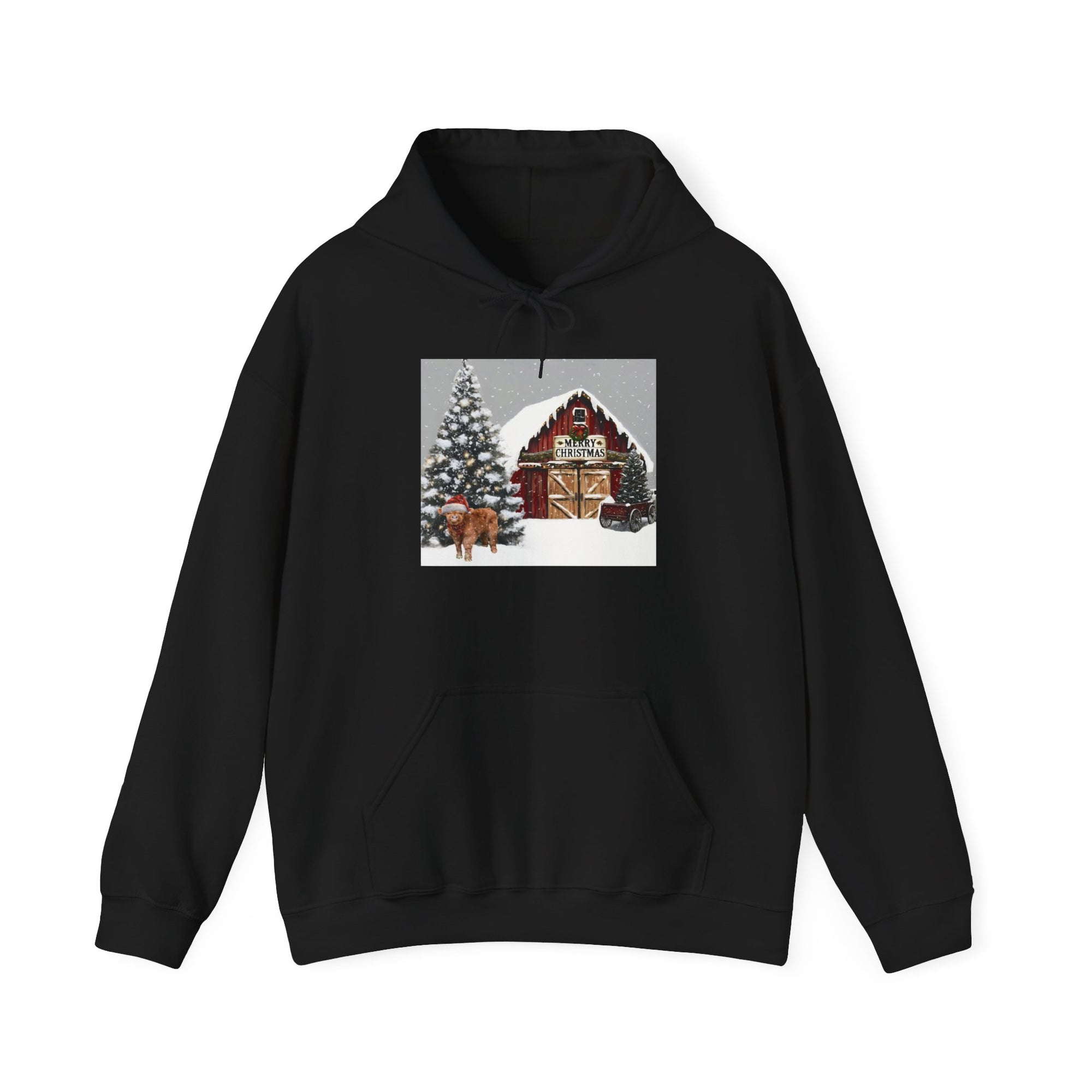 Cozy Christmas Barn Hoodie, Holiday Sweatshirt, Winter Apparel, Unisex Gift, Festive Party Wear