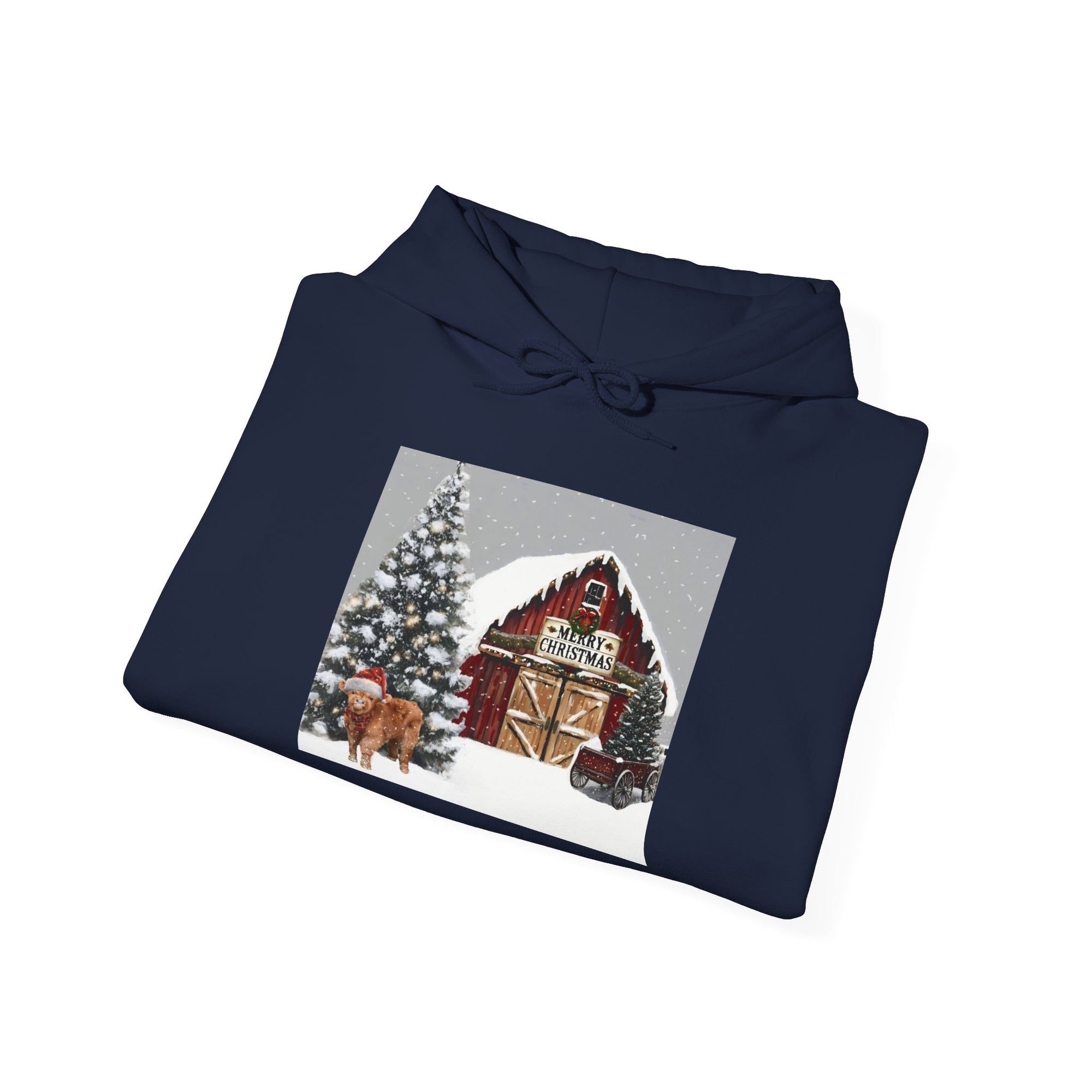 Cozy Christmas Barn Hoodie, Holiday Sweatshirt, Winter Apparel, Unisex Gift, Festive Party Wear