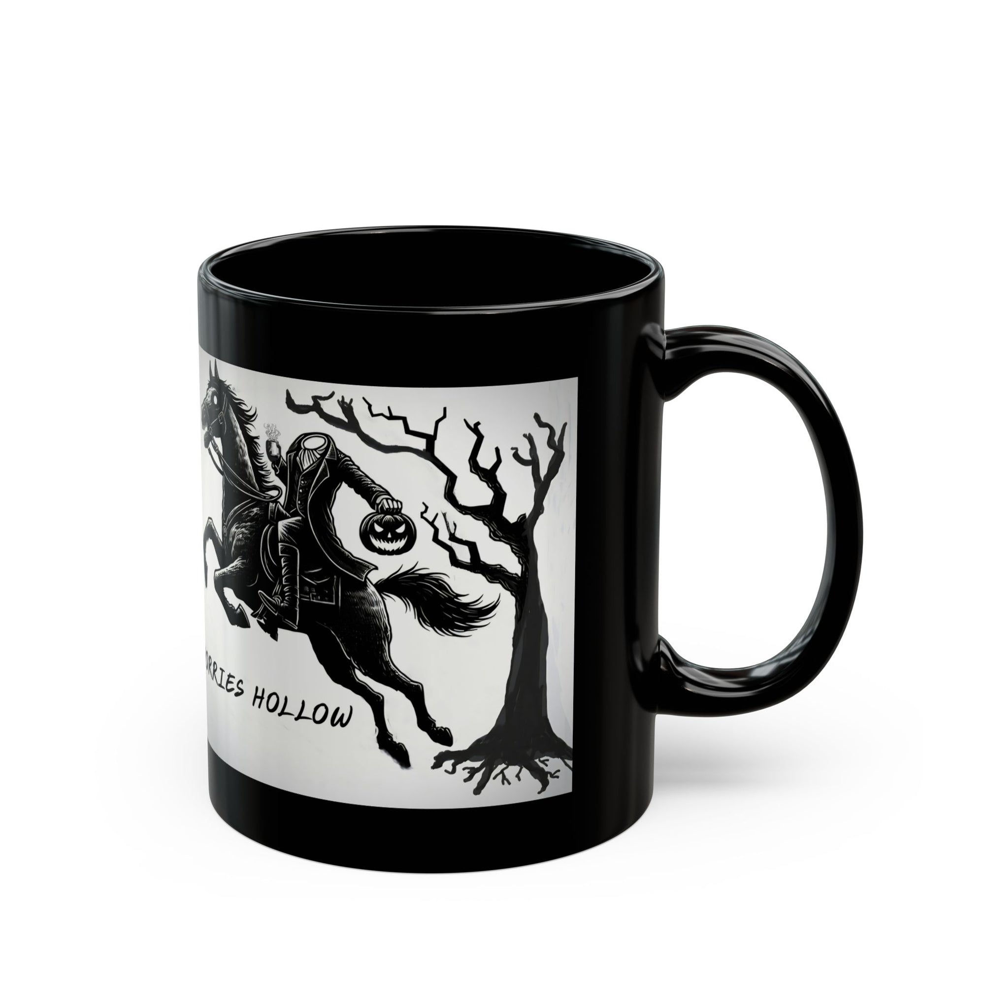Halloween Themed Mug, Pumpkin Horseman Coffee Cup, Dorries Hollow Design, Fall Decor, Spooky Gift for Witch Lovers
