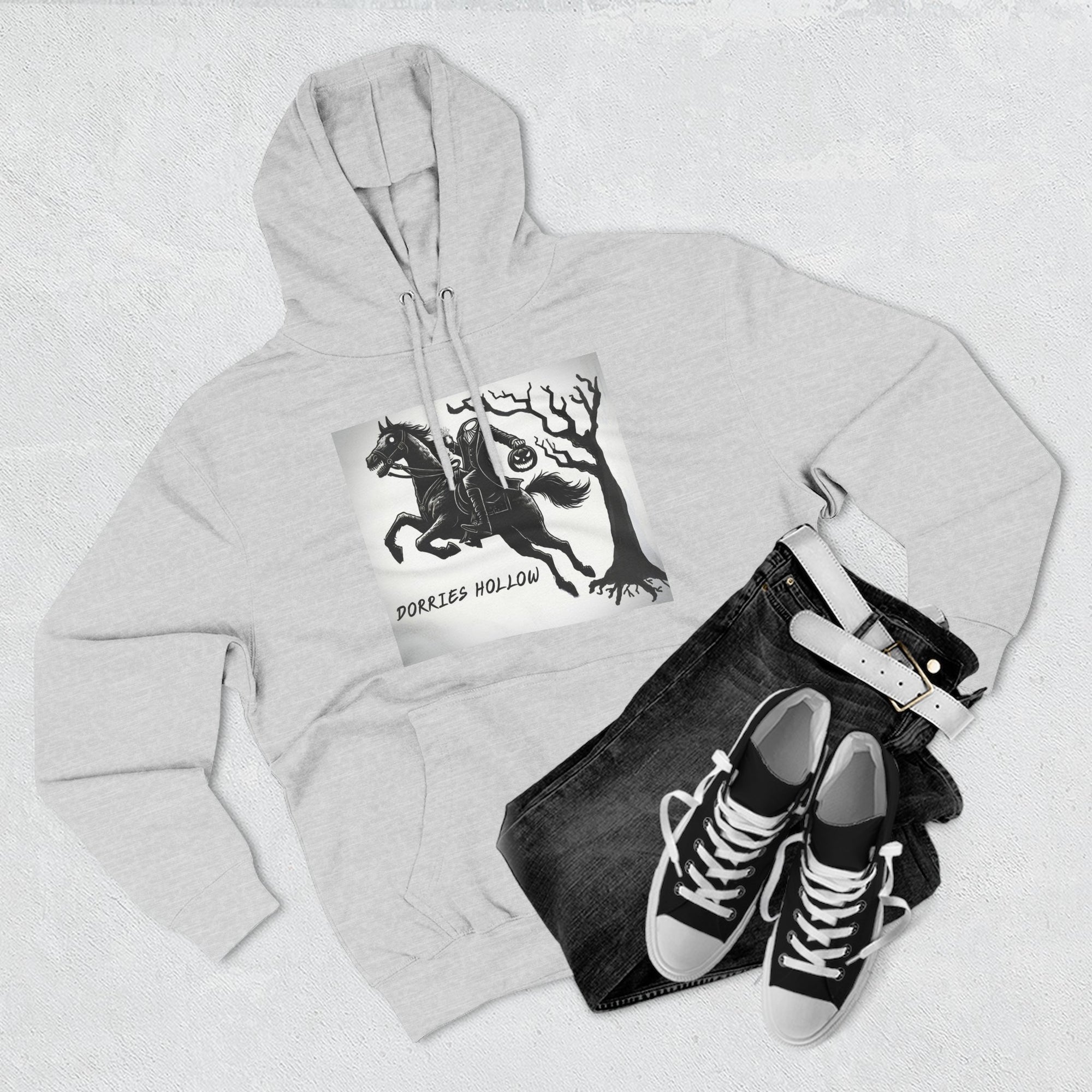 Spooky Horse Fleece Hoodie - Perfect for Fall and Halloween, Unisex Sweatshirt, Cozy Pullover, Gift for Horse Lovers