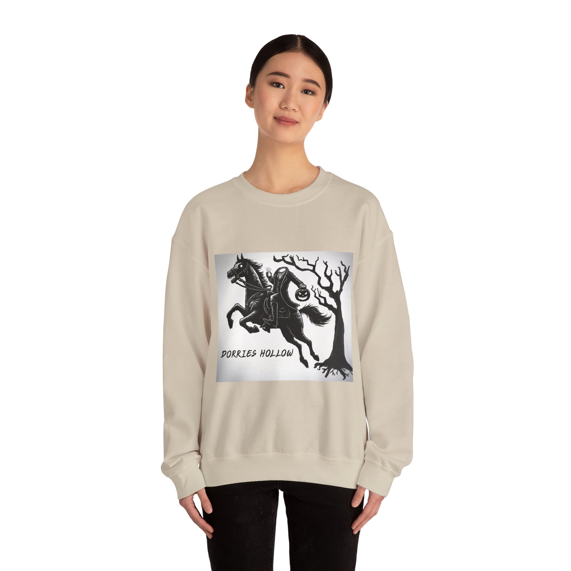 Dorris Hollow Crewneck Sweatshirt, Cozy Unisex Pullover, Halloween Apparel, Fall Fashion, Equestrian Style, Horse Lover Gift, Unique [...]