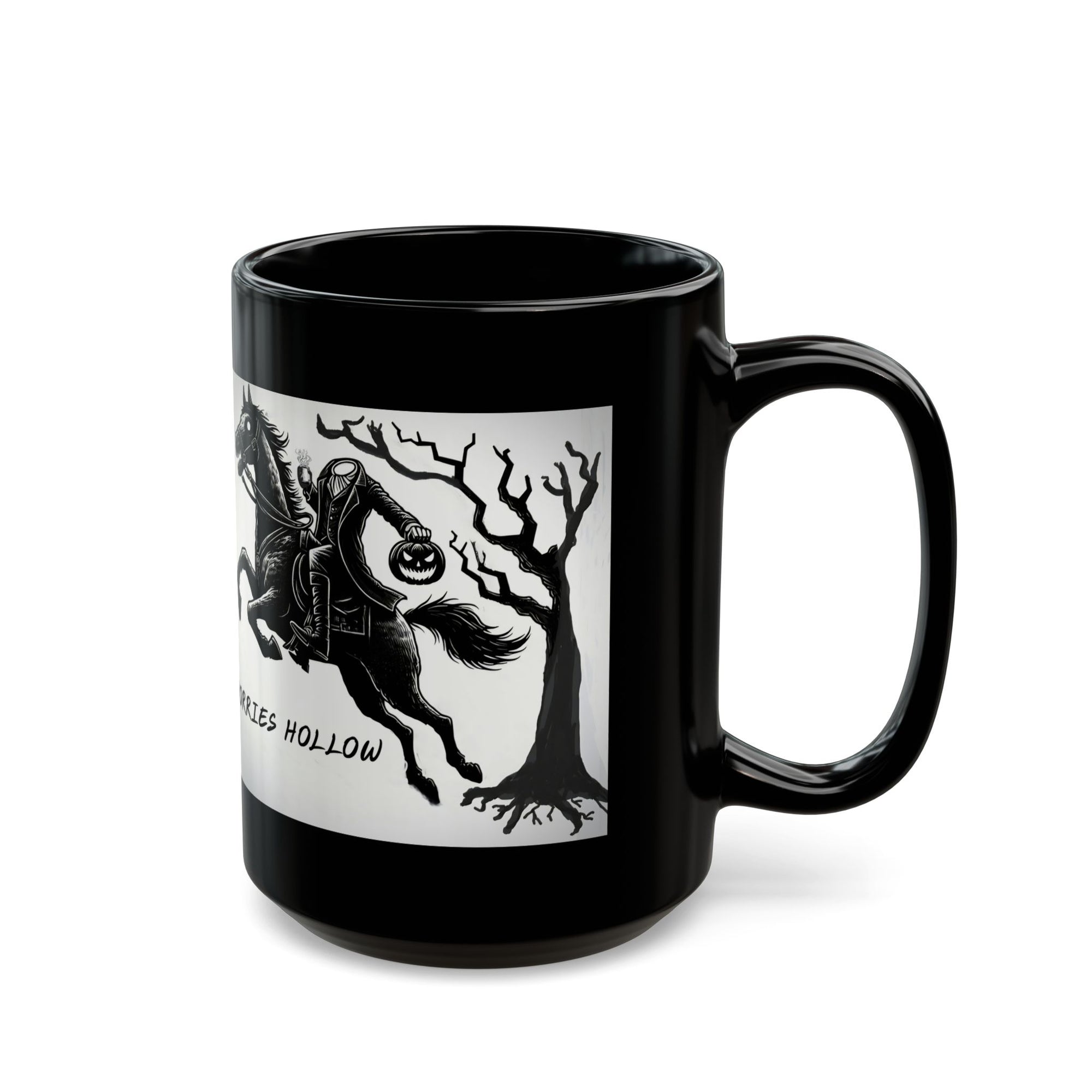Halloween Themed Mug, Pumpkin Horseman Coffee Cup, Dorries Hollow Design, Fall Decor, Spooky Gift for Witch Lovers