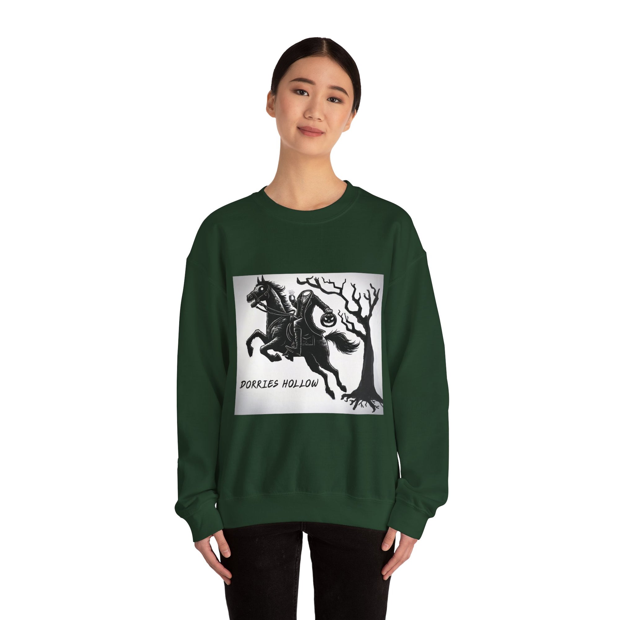 Dorris Hollow Crewneck Sweatshirt, Cozy Unisex Pullover, Halloween Apparel, Fall Fashion, Equestrian Style, Horse Lover Gift, Unique [...]