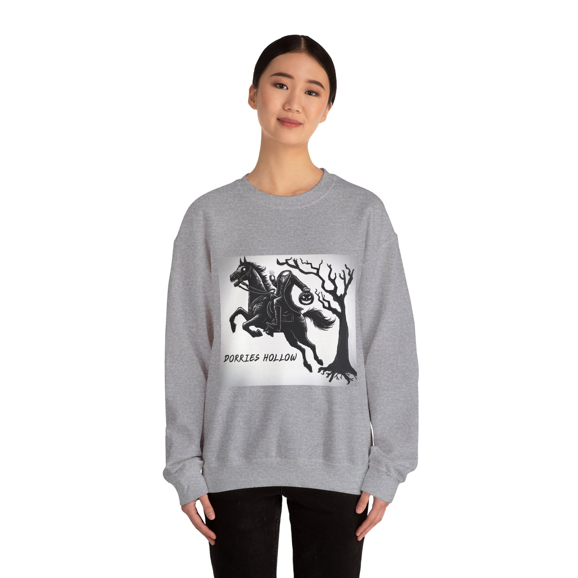 Dorris Hollow Crewneck Sweatshirt, Cozy Unisex Pullover, Halloween Apparel, Fall Fashion, Equestrian Style, Horse Lover Gift, Unique [...]