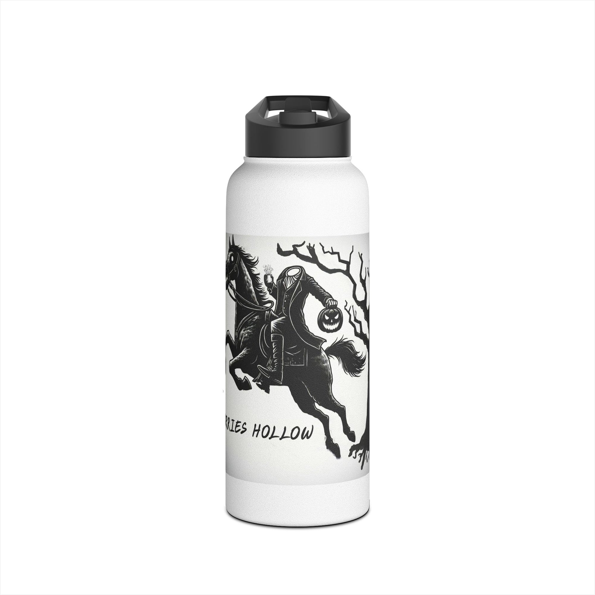 Spooky Stainless Steel Water Bottle, Ichabod Crane Design, Halloween Gift, Eco-Friendly Water Container, Outdoor Adventure