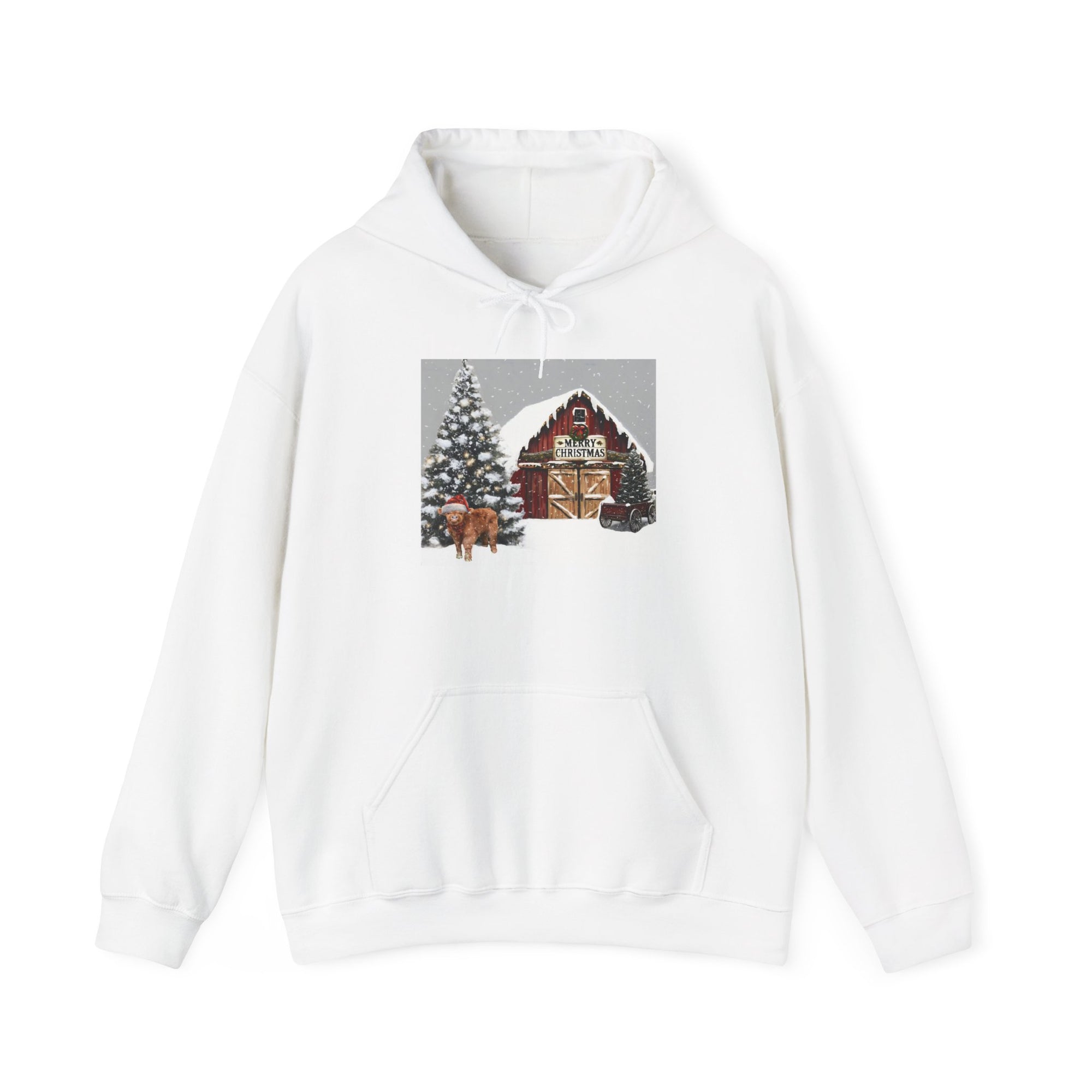 Cozy Christmas Barn Hoodie, Holiday Sweatshirt, Winter Apparel, Unisex Gift, Festive Party Wear