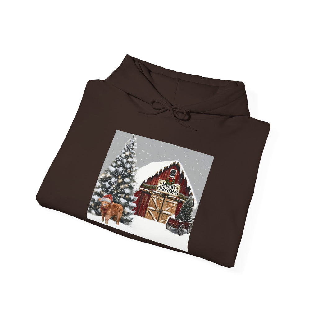 Cozy Christmas Barn Hoodie, Holiday Sweatshirt, Winter Apparel, Unisex Gift, Festive Party Wear