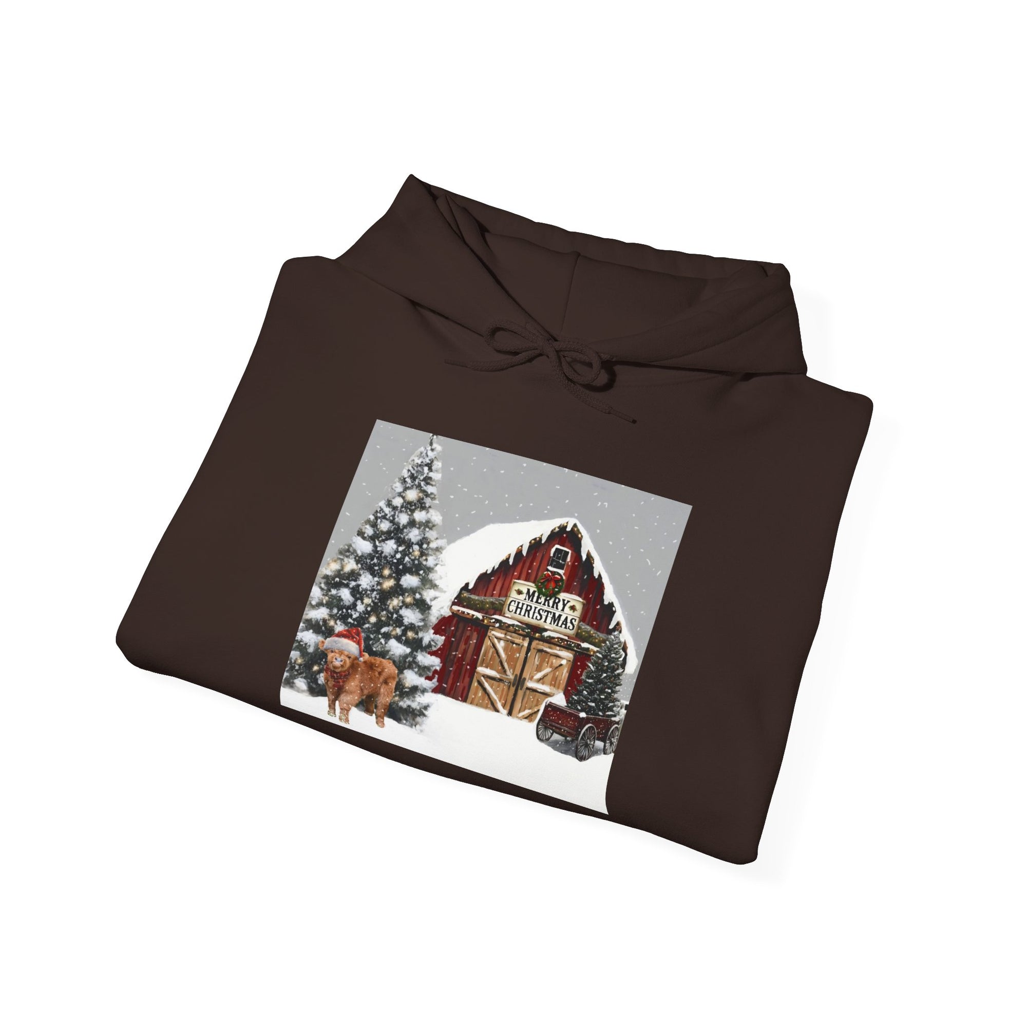 Cozy Christmas Barn Hoodie, Holiday Sweatshirt, Winter Apparel, Unisex Gift, Festive Party Wear