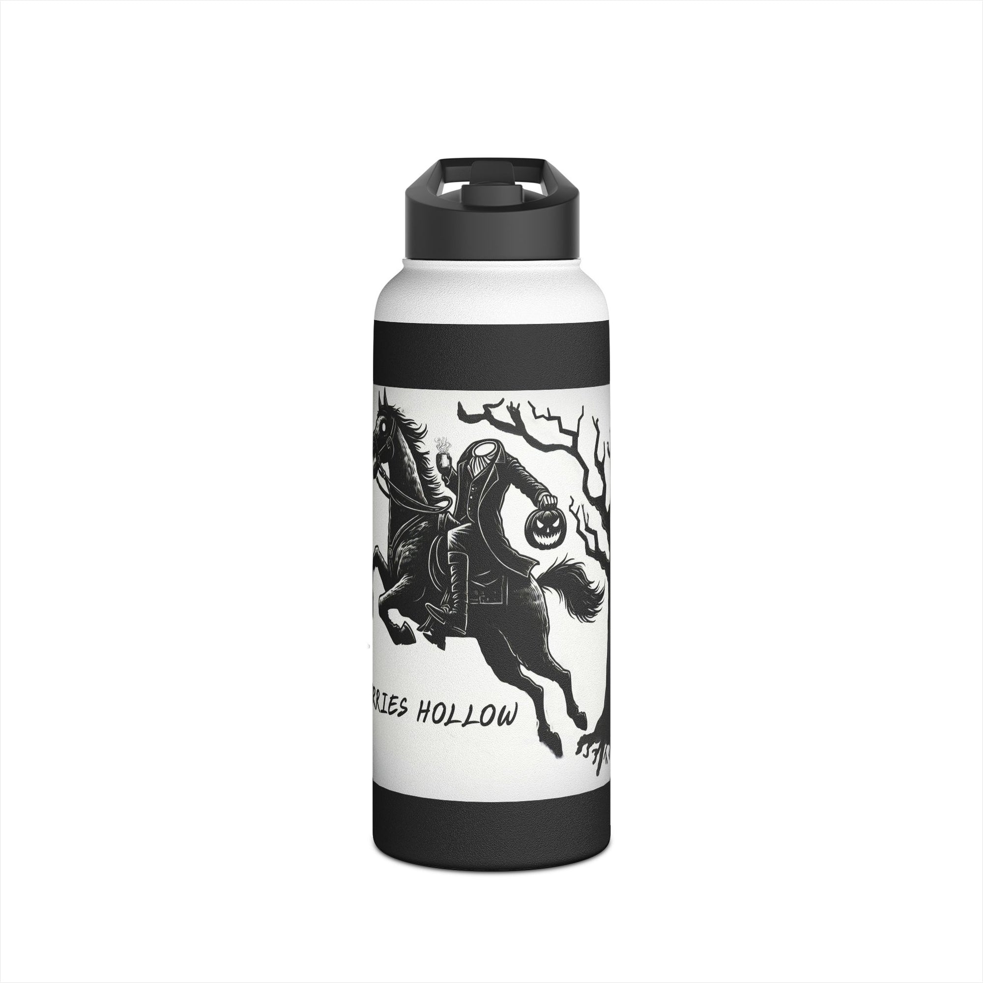 Spooky Stainless Steel Water Bottle, Ichabod Crane Design, Halloween Gift, Eco-Friendly Water Container, Outdoor Adventure