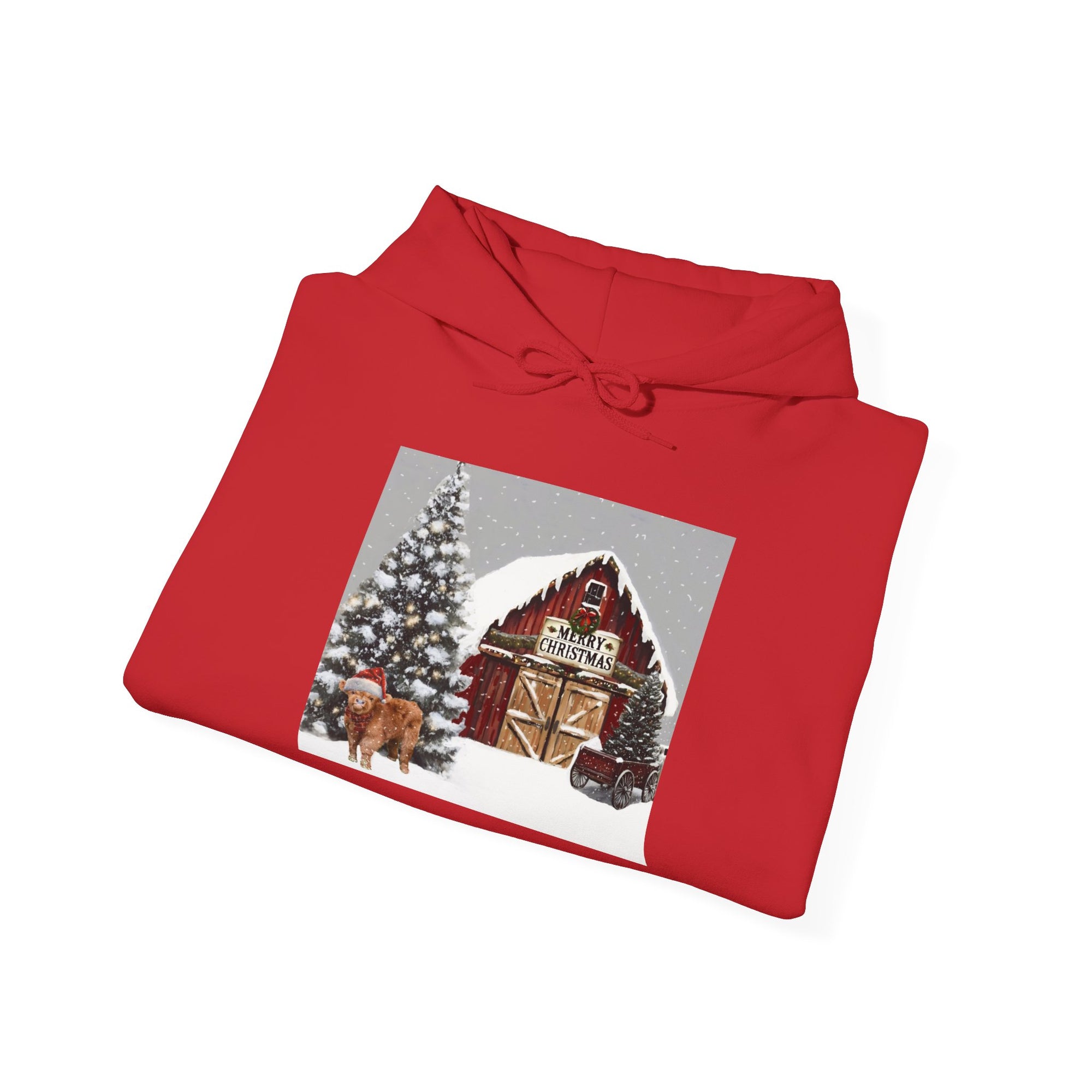 Cozy Christmas Barn Hoodie, Holiday Sweatshirt, Winter Apparel, Unisex Gift, Festive Party Wear