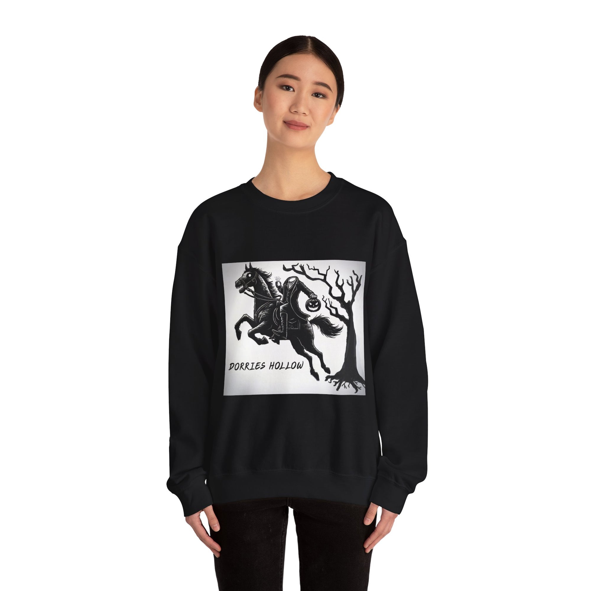 Dorris Hollow Crewneck Sweatshirt, Cozy Unisex Pullover, Halloween Apparel, Fall Fashion, Equestrian Style, Horse Lover Gift, Unique [...]