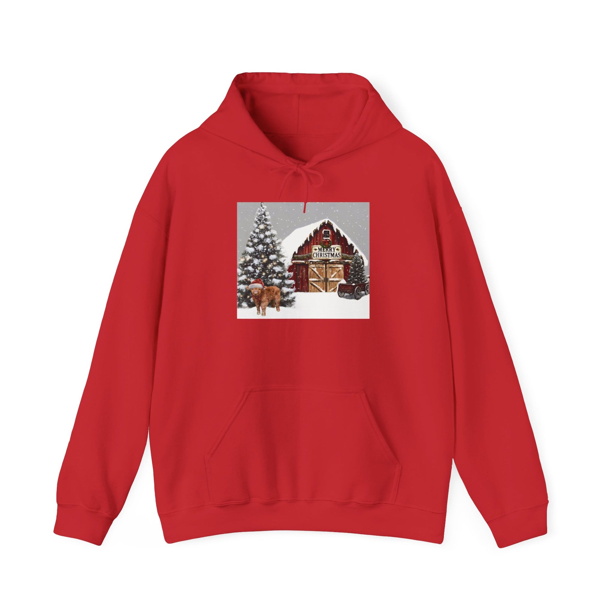 Cozy Christmas Barn Hoodie, Holiday Sweatshirt, Winter Apparel, Unisex Gift, Festive Party Wear