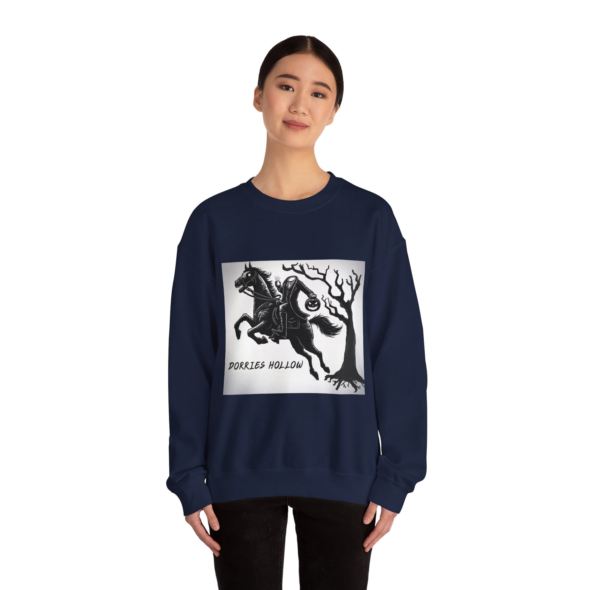Dorris Hollow Crewneck Sweatshirt, Cozy Unisex Pullover, Halloween Apparel, Fall Fashion, Equestrian Style, Horse Lover Gift, Unique [...]