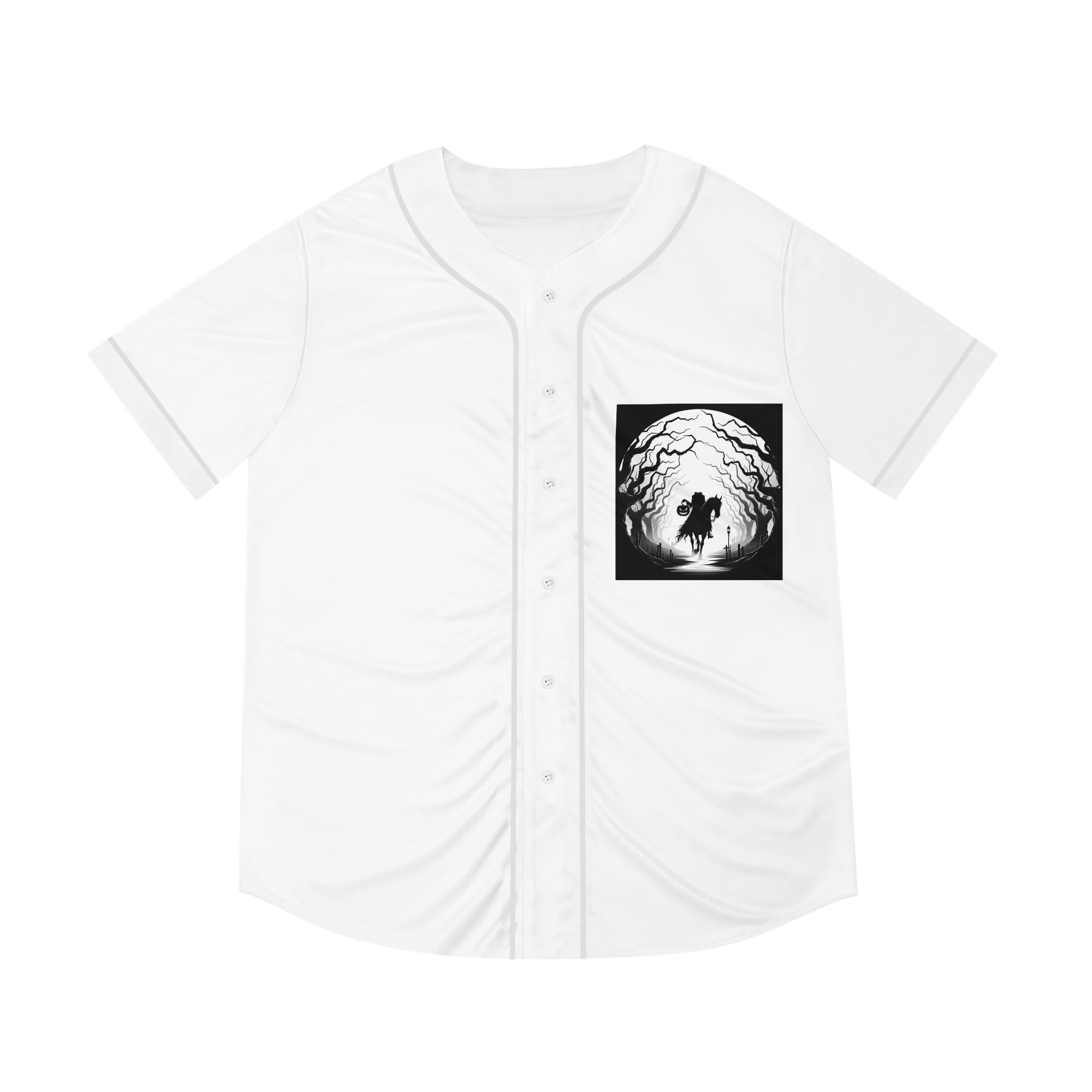 Men's Baseball Jersey with Spooky Horseman Design - Halloween Gift, Sportswear, Casual Wear, Graphic Tee, Unique T-Shirt
