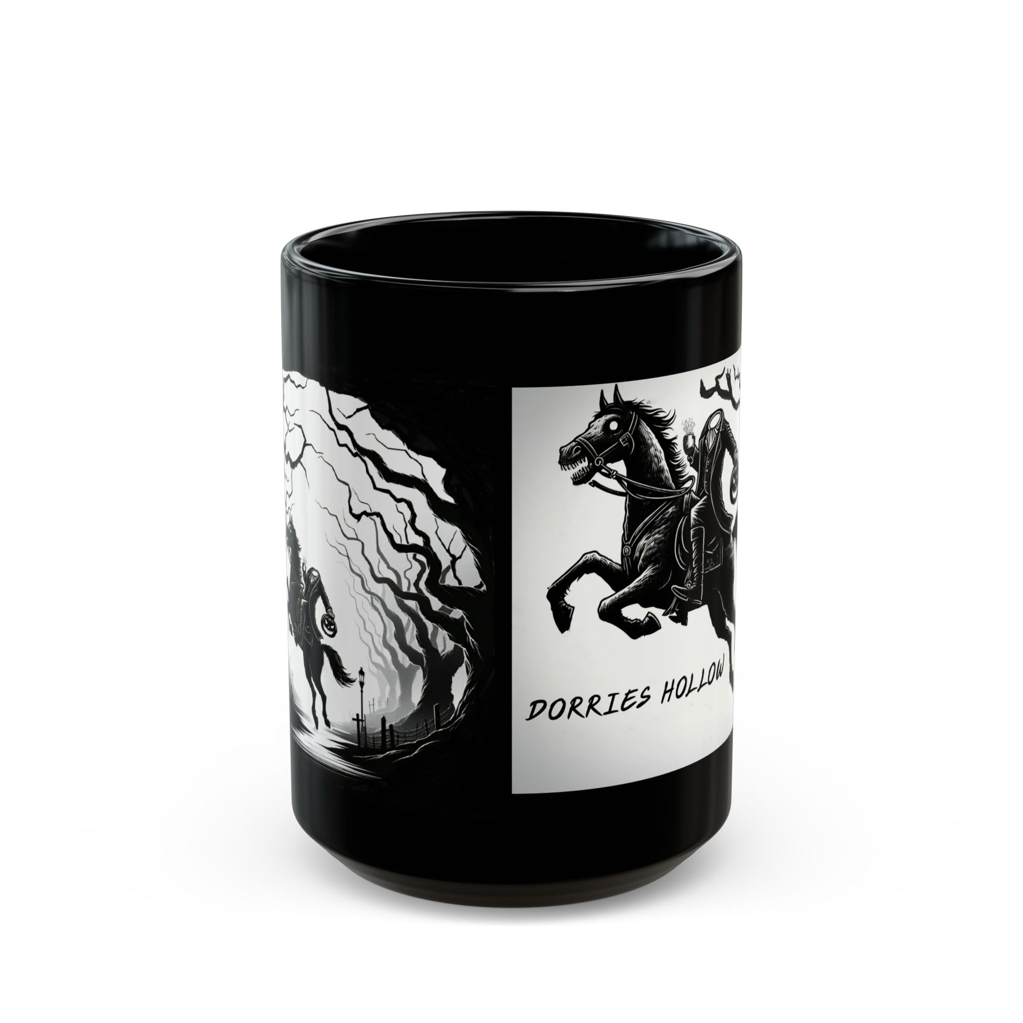 Halloween Themed Mug, Pumpkin Horseman Coffee Cup, Dorries Hollow Design, Fall Decor, Spooky Gift for Witch Lovers