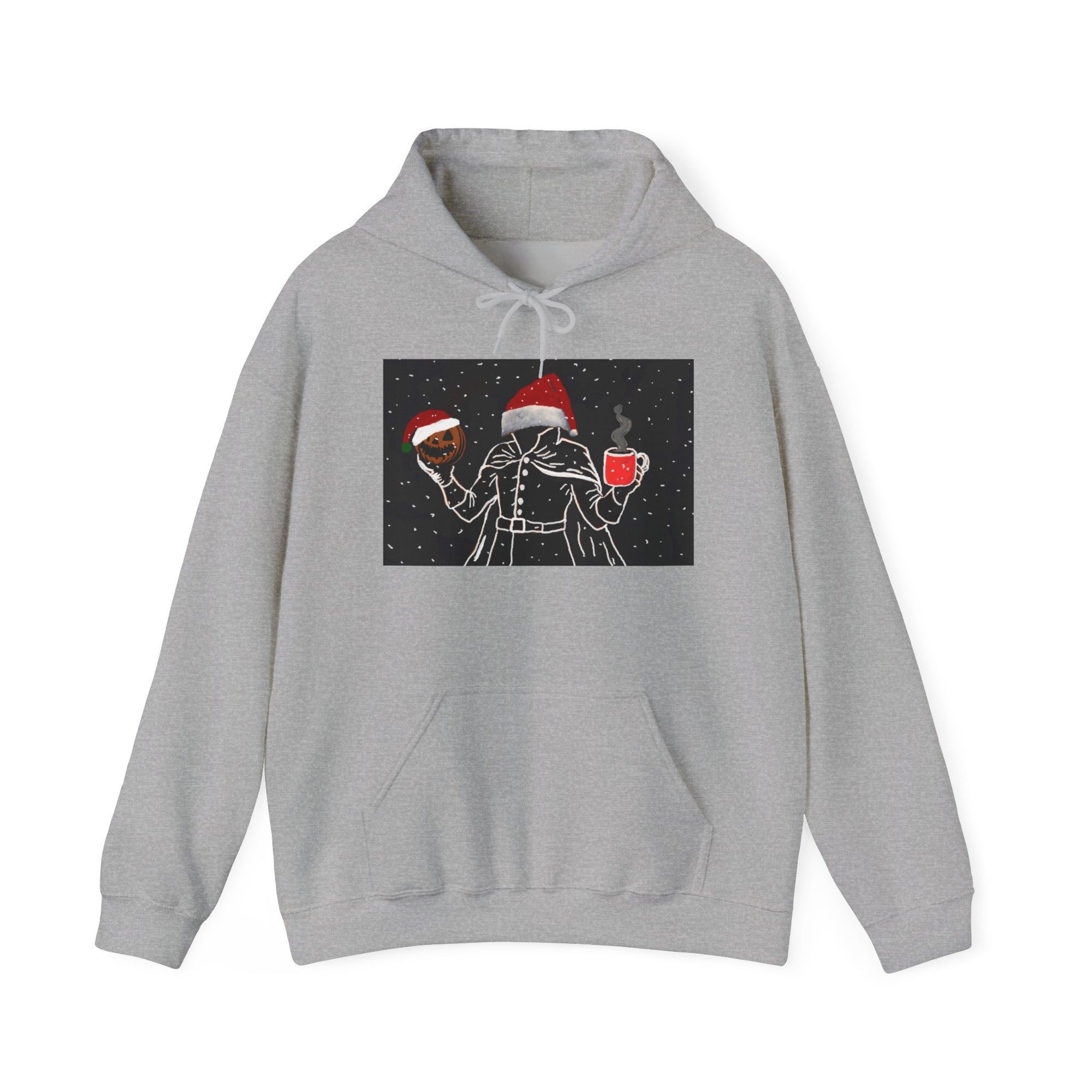 Festive Holiday Headless horseman Sweatshirt, Unisex Cozy Hoodie for Christmas, Ugly Sweater Replacement, Gift for Him or Her