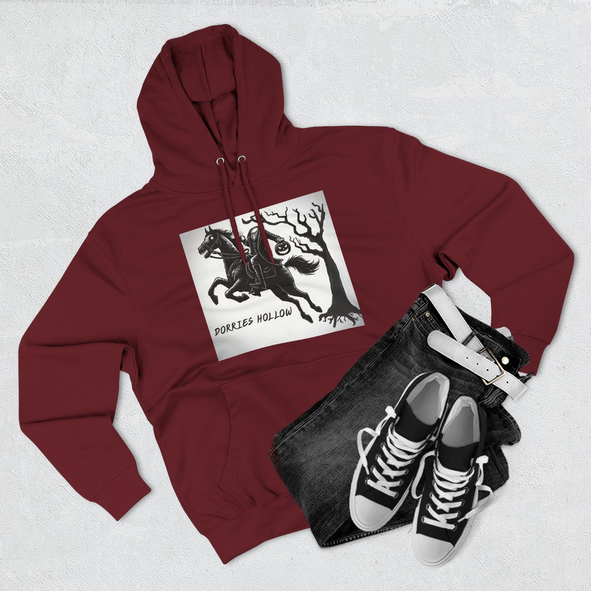 Spooky Horse Fleece Hoodie - Perfect for Fall and Halloween, Unisex Sweatshirt, Cozy Pullover, Gift for Horse Lovers
