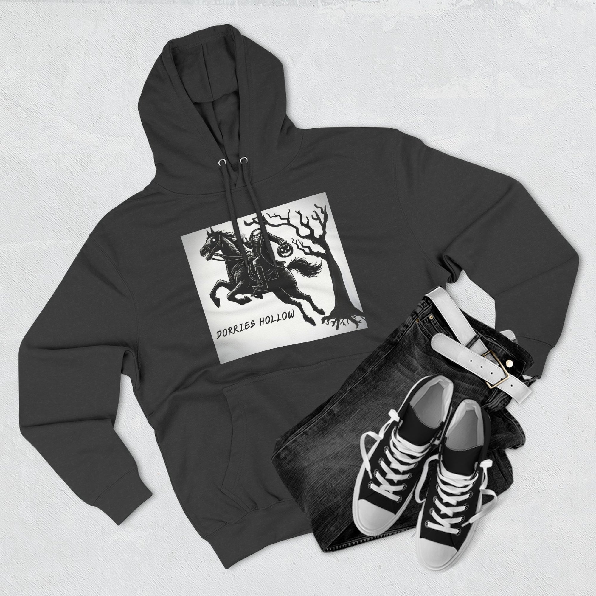 Spooky Horse Fleece Hoodie - Perfect for Fall and Halloween, Unisex Sweatshirt, Cozy Pullover, Gift for Horse Lovers