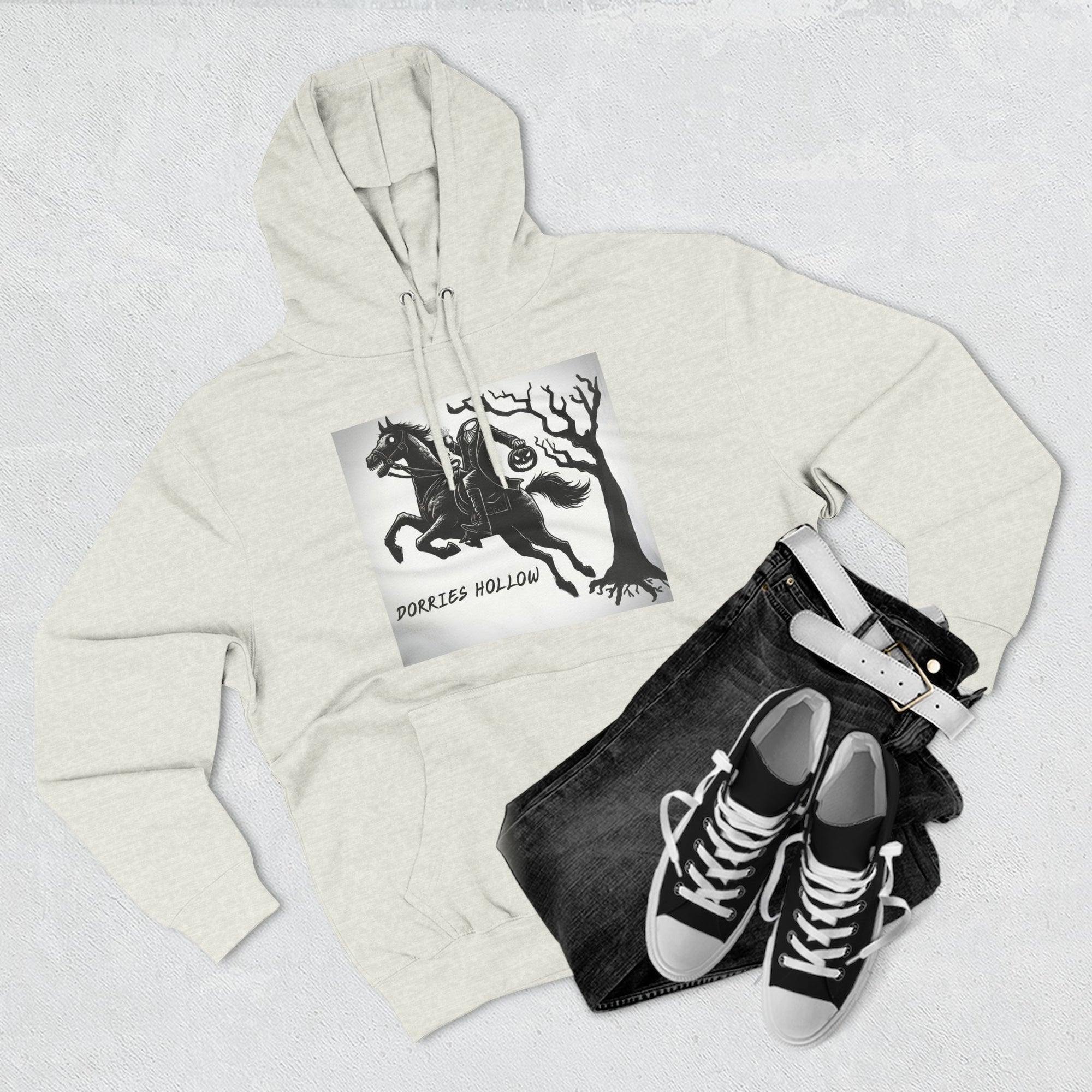 Spooky Horse Fleece Hoodie - Perfect for Fall and Halloween, Unisex Sweatshirt, Cozy Pullover, Gift for Horse Lovers