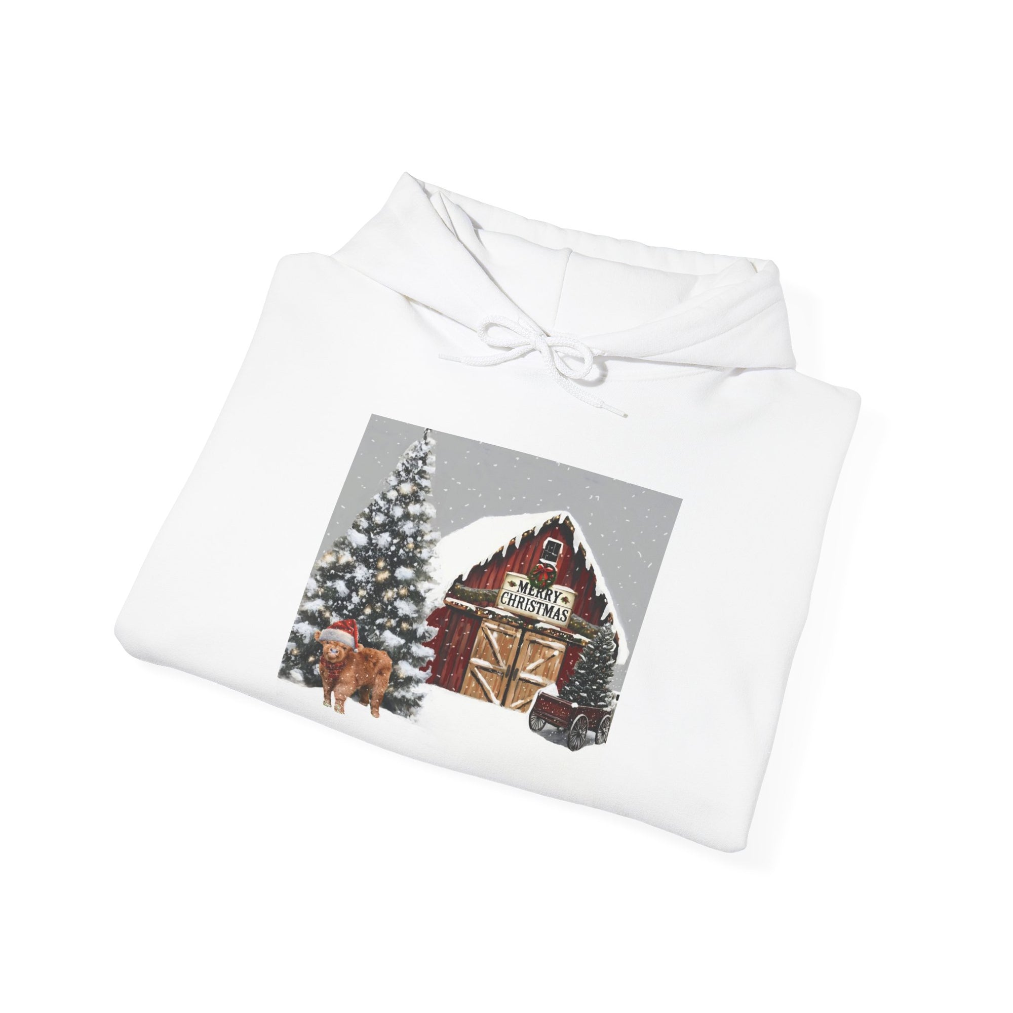 Cozy Christmas Barn Hoodie, Holiday Sweatshirt, Winter Apparel, Unisex Gift, Festive Party Wear