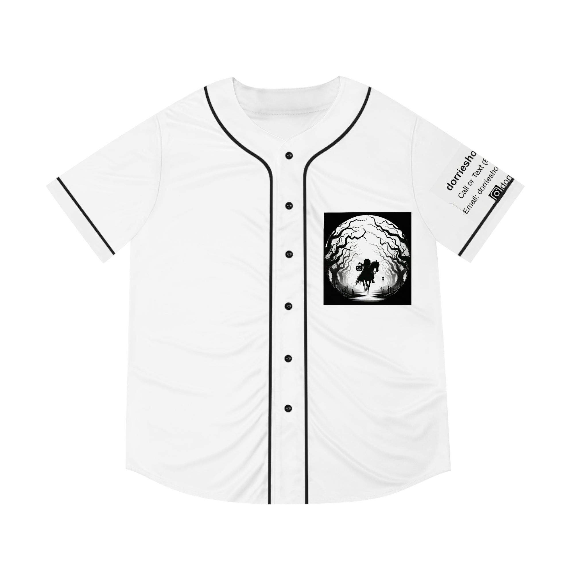 Men's Baseball Jersey with Spooky Horseman Design - Halloween Gift, Sportswear, Casual Wear, Graphic Tee, Unique T-Shirt