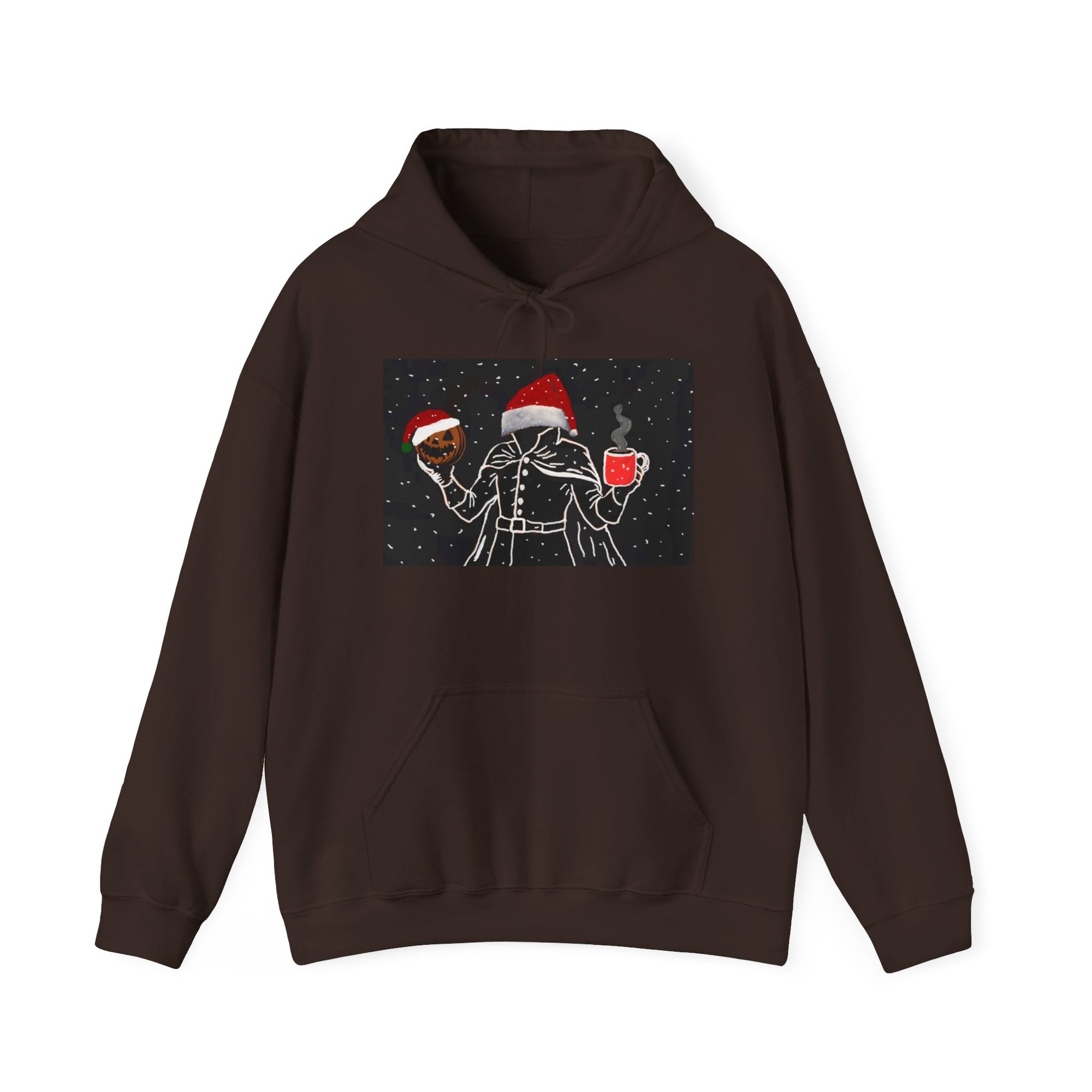 Festive Holiday Headless horseman Sweatshirt, Unisex Cozy Hoodie for Christmas, Ugly Sweater Replacement, Gift for Him or Her